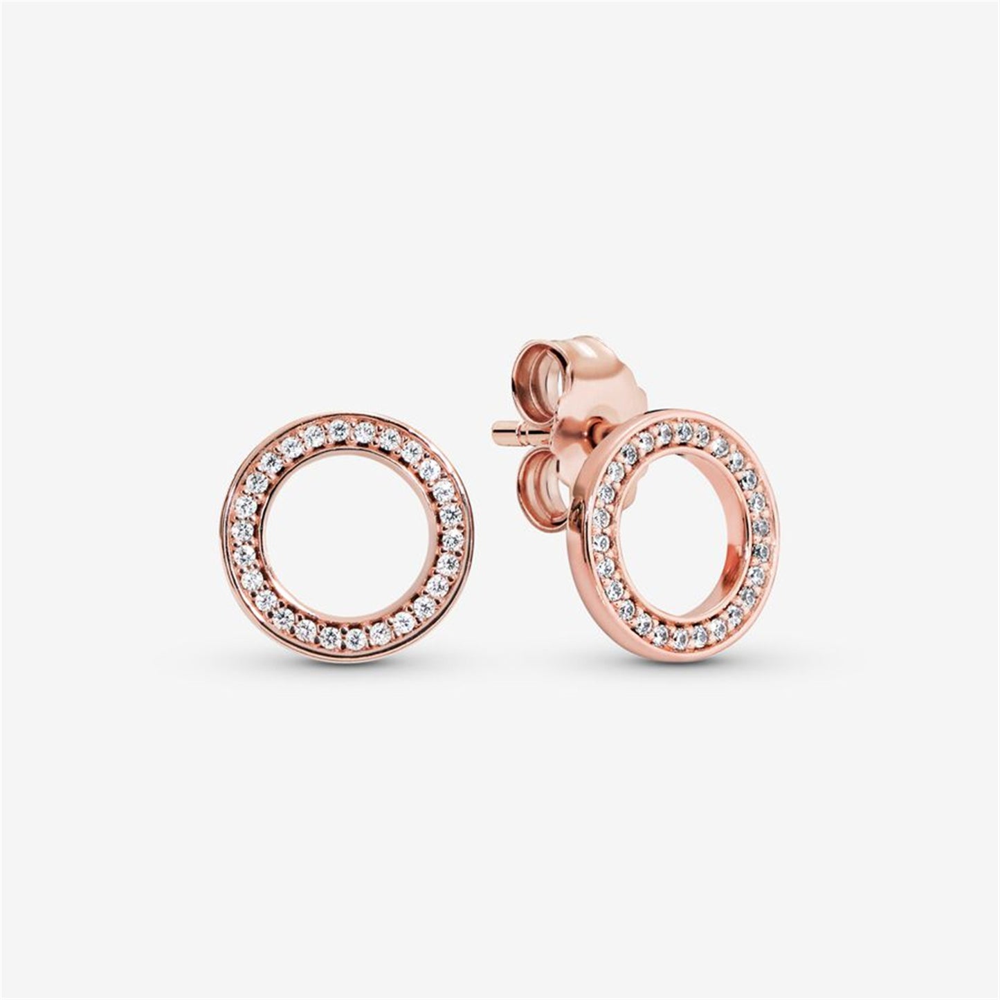 S925 Sterling Silver Sparkling Circle Stud Earrings
