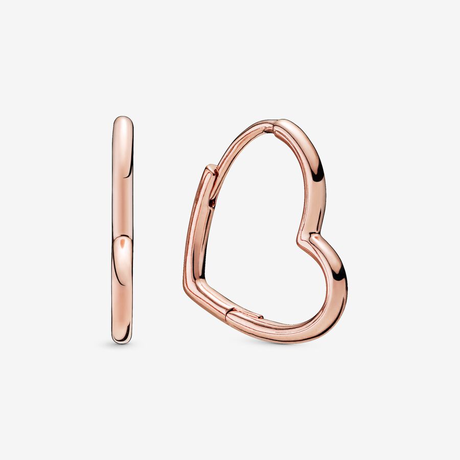S925 Sterling Silver Asymmetrical Heart Hoop Earrings
