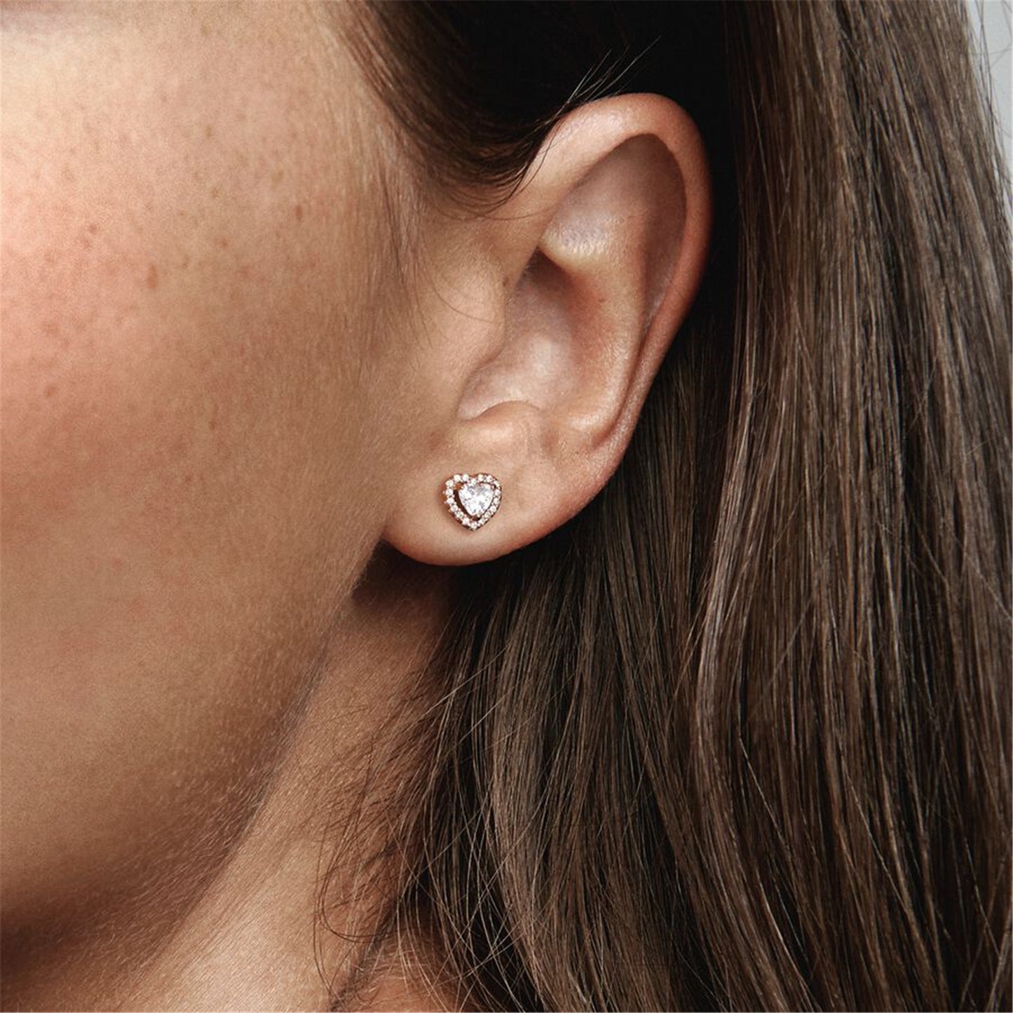 S925 Sterling Silver Elevated Heart Stud Earrings