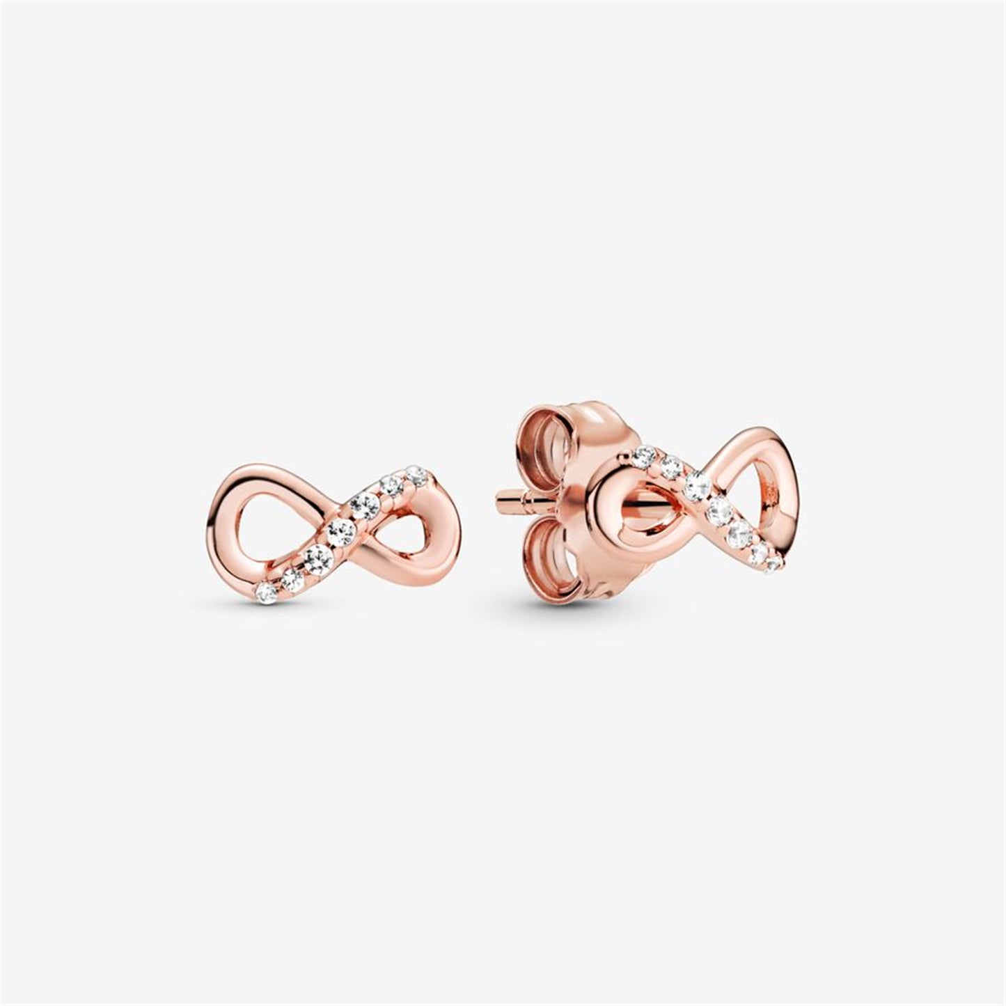 S925 Sterling Silver Sparkling Infinity Stud Earrings