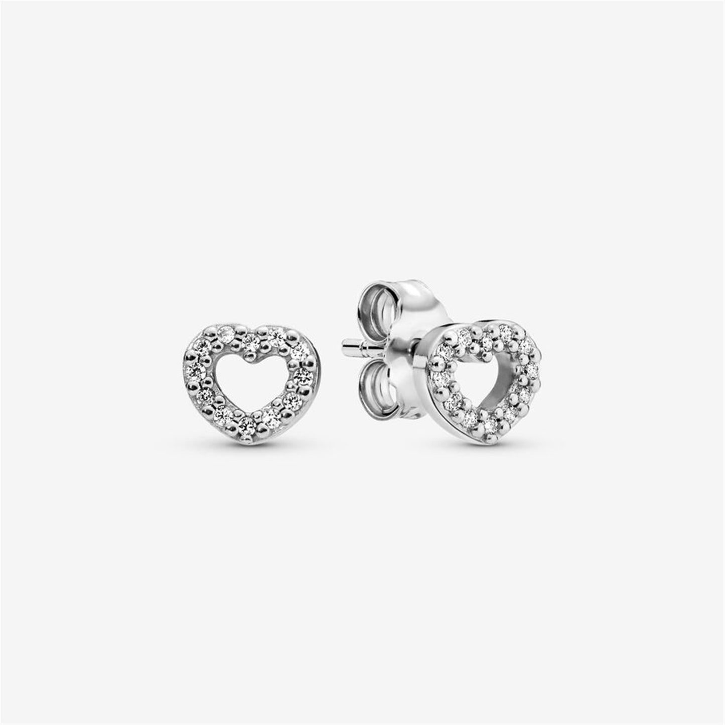 S925 Sterling Silver Open Heart Stud Earrings