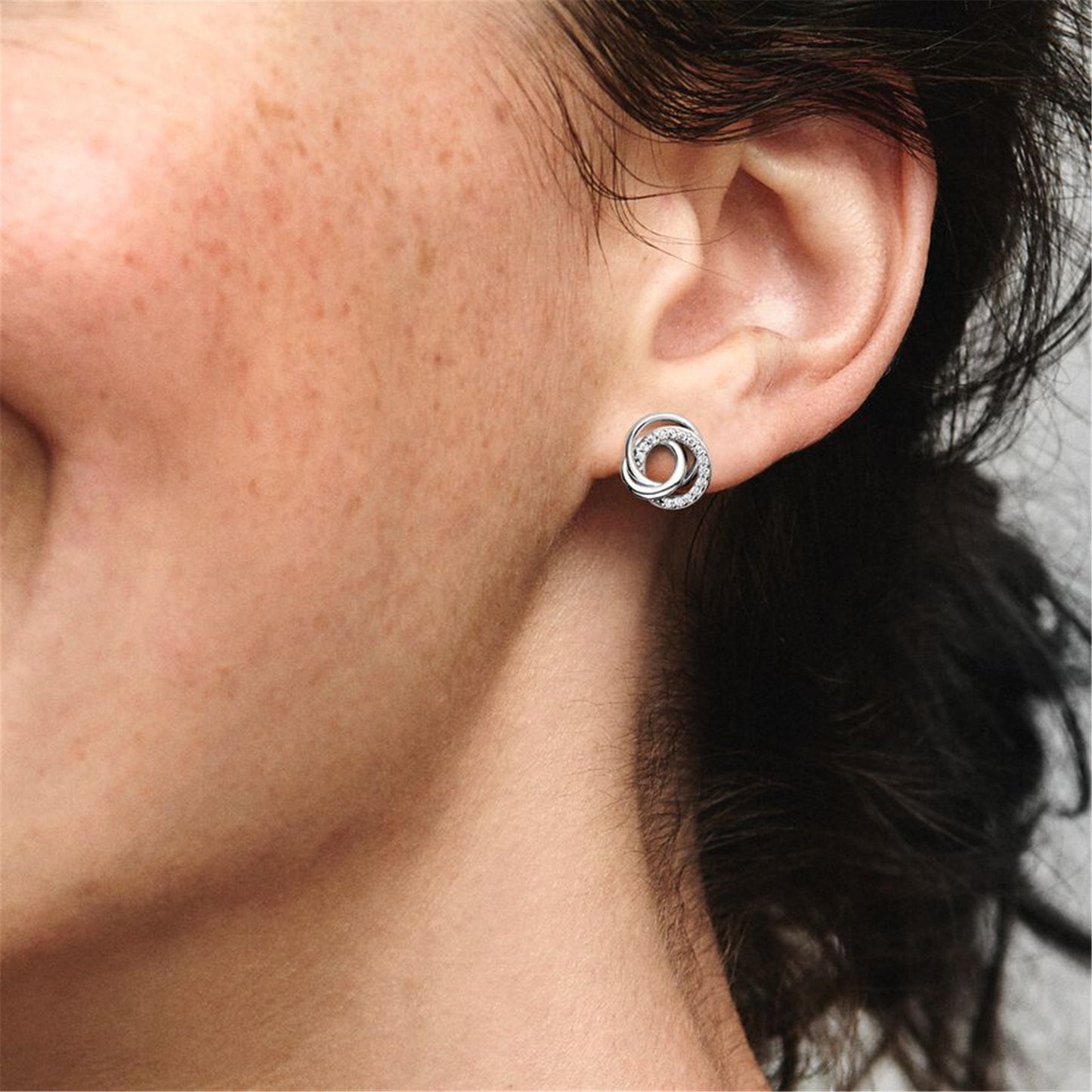 S925 Sterling Silver Family Always Encircled Stud Earrings