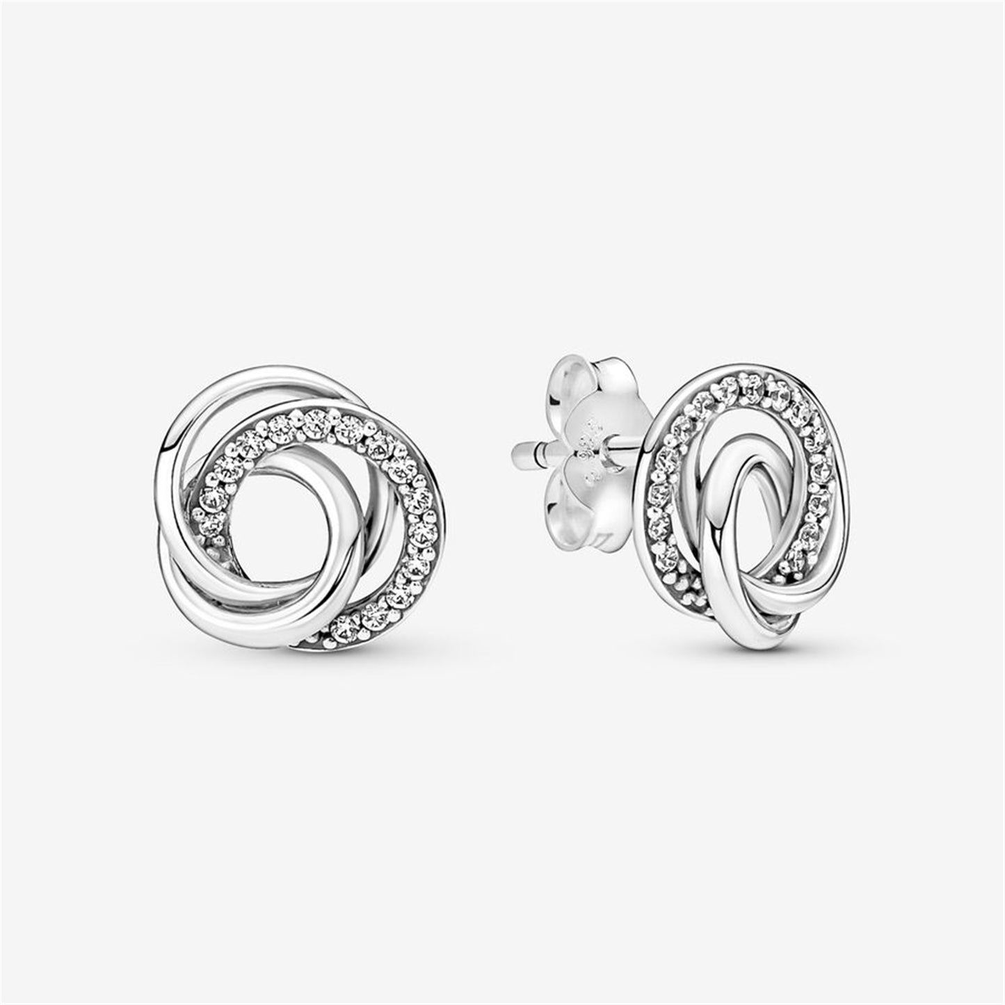 S925 Sterling Silver Family Always Encircled Stud Earrings