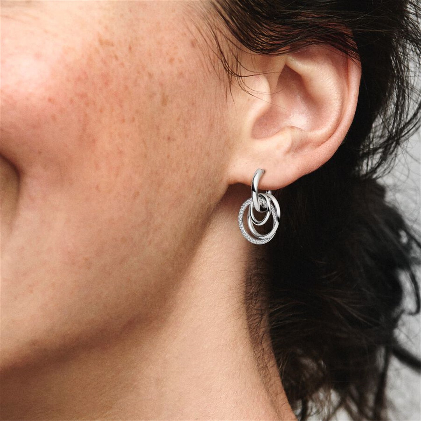 S925 Sterling Silver Family Always Encircled Hoop Earrings