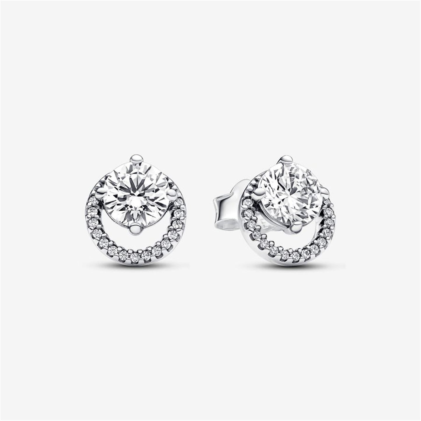 S925 Sterling Silver Sparkling Round Halo Stud Earrings