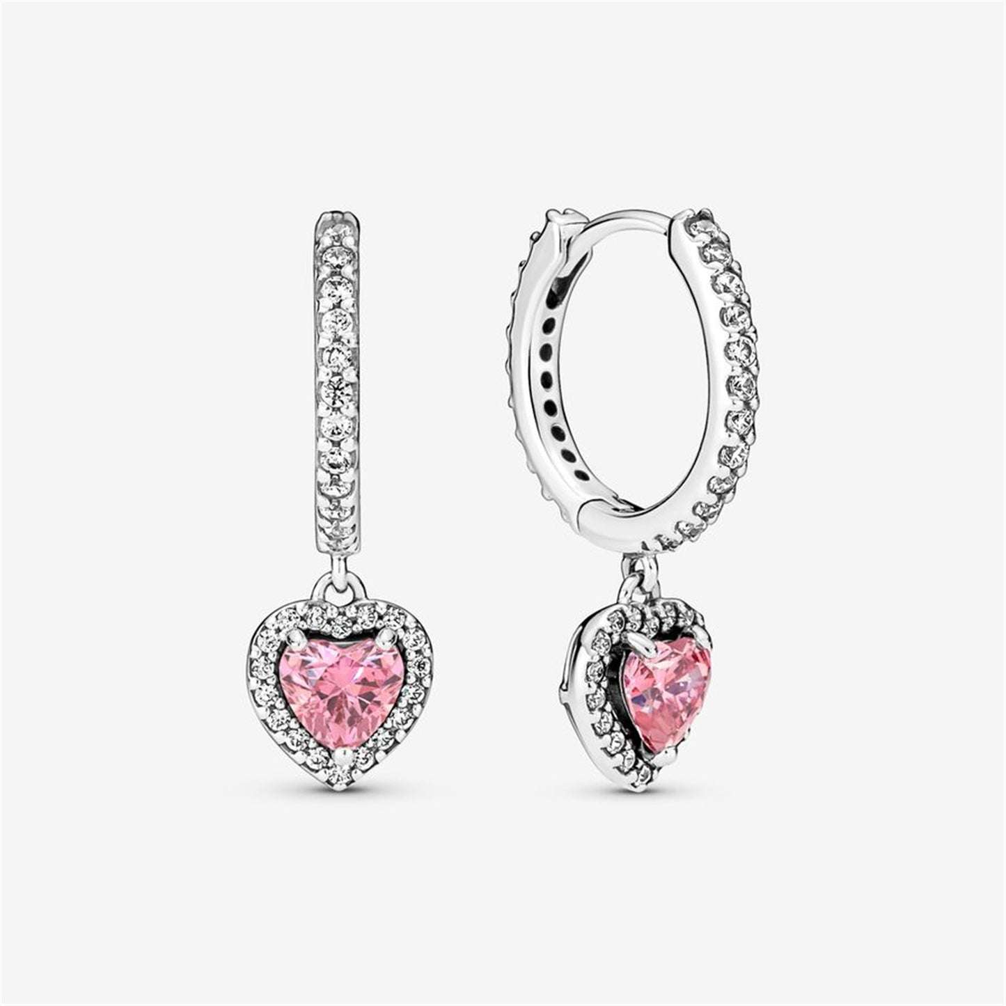 S925 Sterling Silver Sparkling Halo Heart Hoop Earrings
