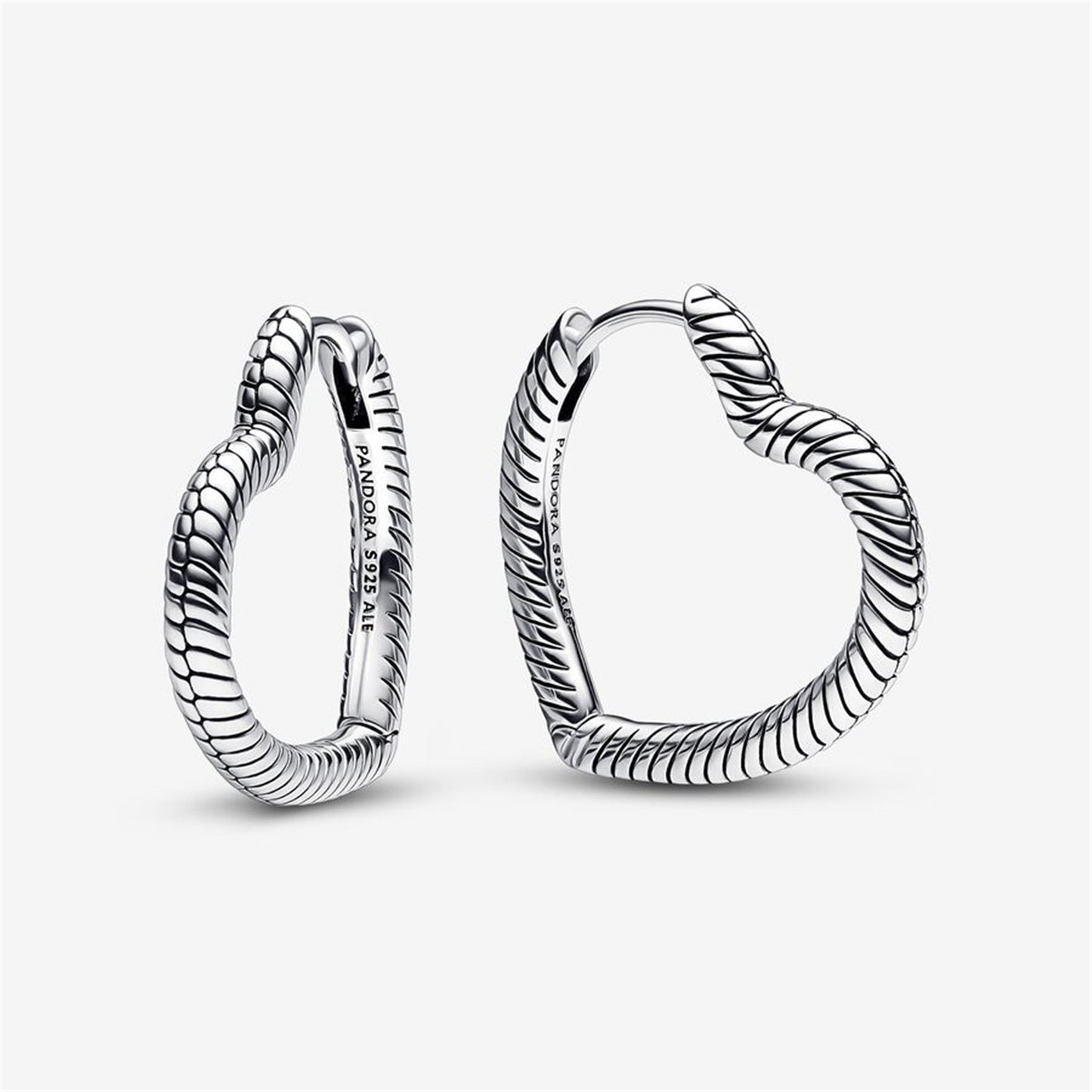 S925 Sterling Silver Moments Heart Charm Hoop Earrings