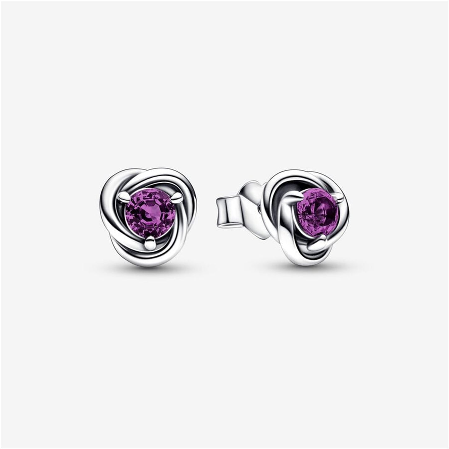 S925 Sterling Silver Birthstone Eternity Circle Stud Earrings