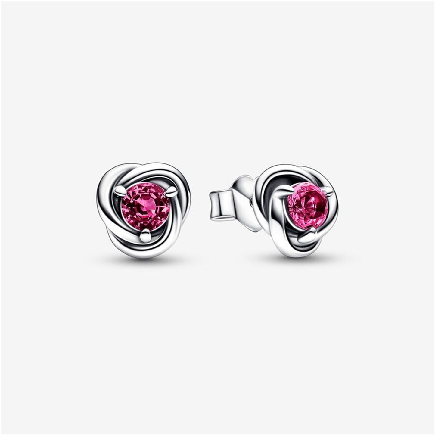 S925 Sterling Silver Birthstone Eternity Circle Stud Earrings