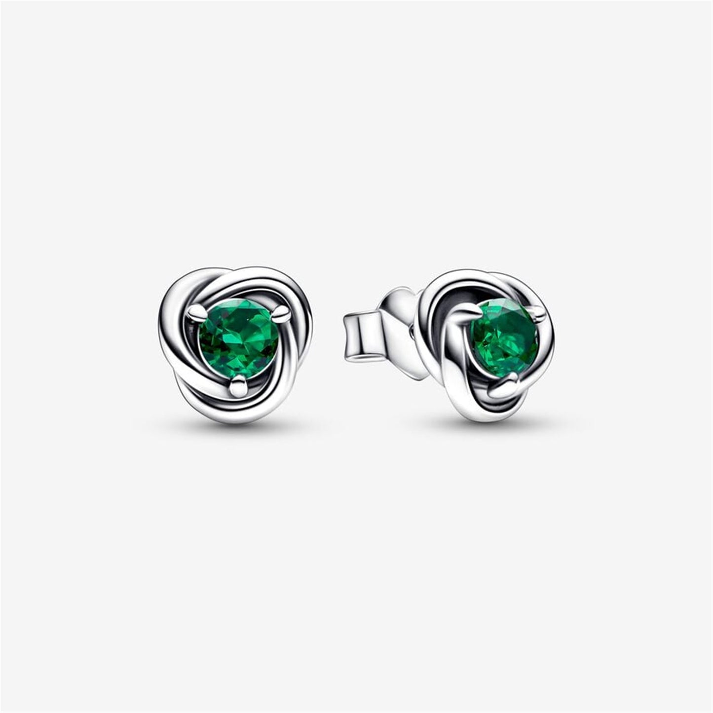 S925 Sterling Silver Birthstone Eternity Circle Stud Earrings