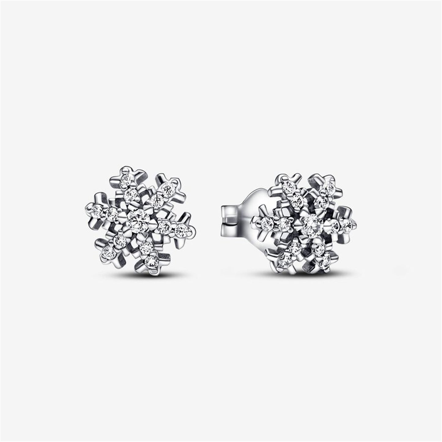 S925 Sterling Silver Sparkling Snowflake Stud Earrings