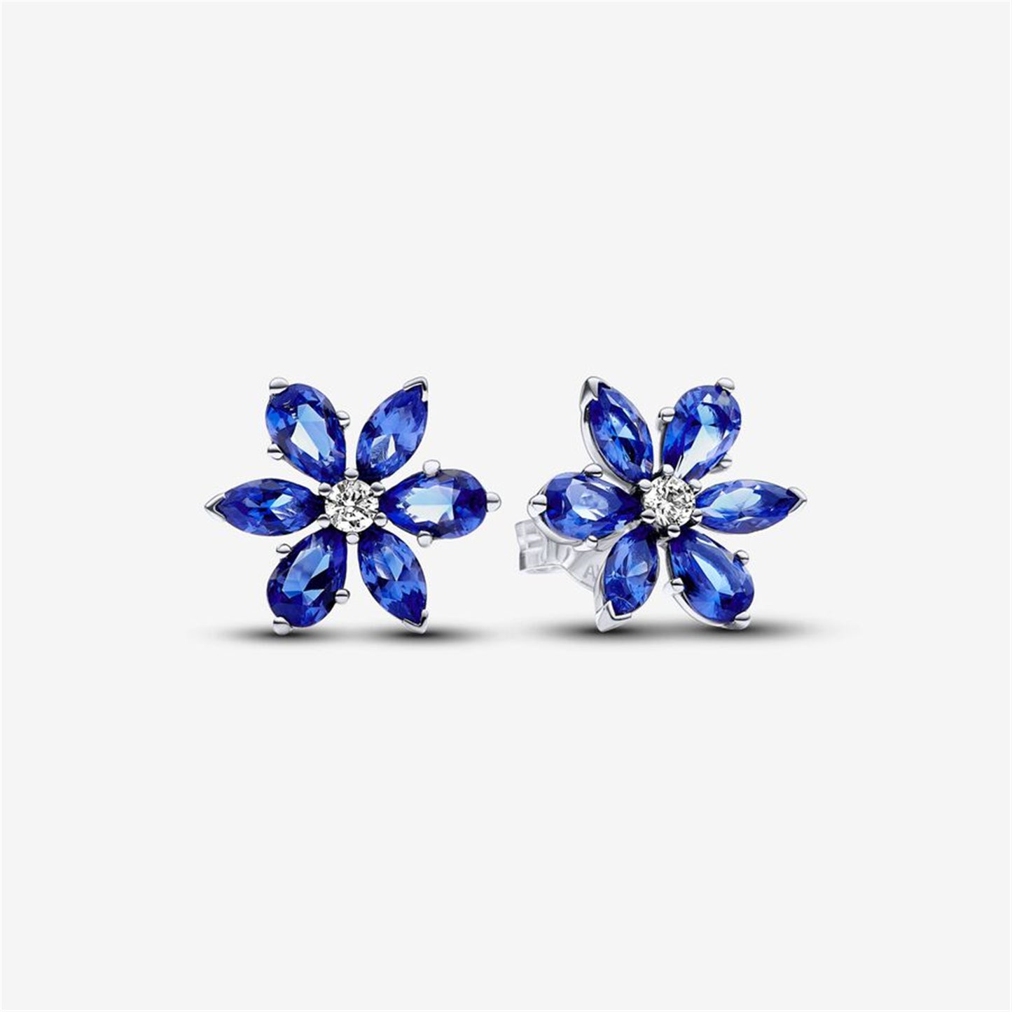 S925 Sterling Silver Sparkling Blue Herbarium Cluster Stud Earrings