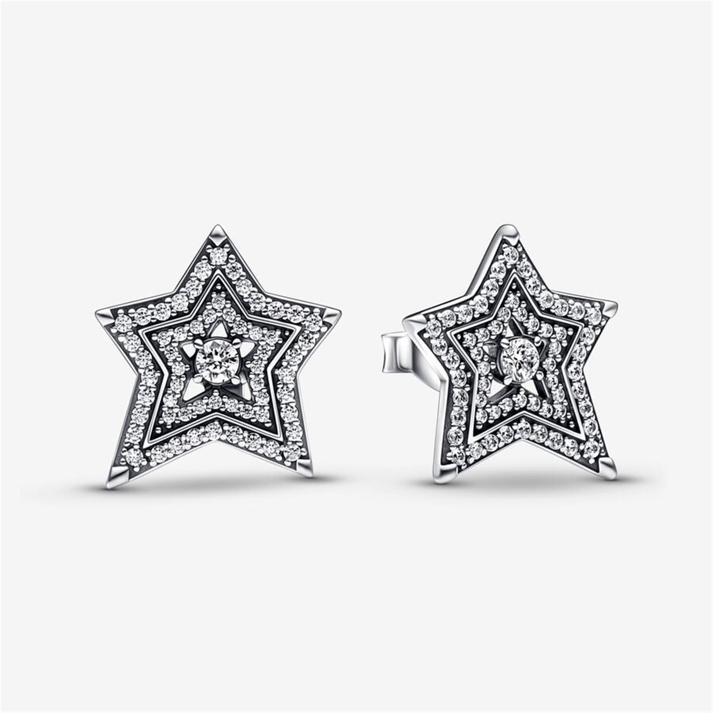 S925 Sterling Silver Celestial Asymmetric Star Stud Earrings