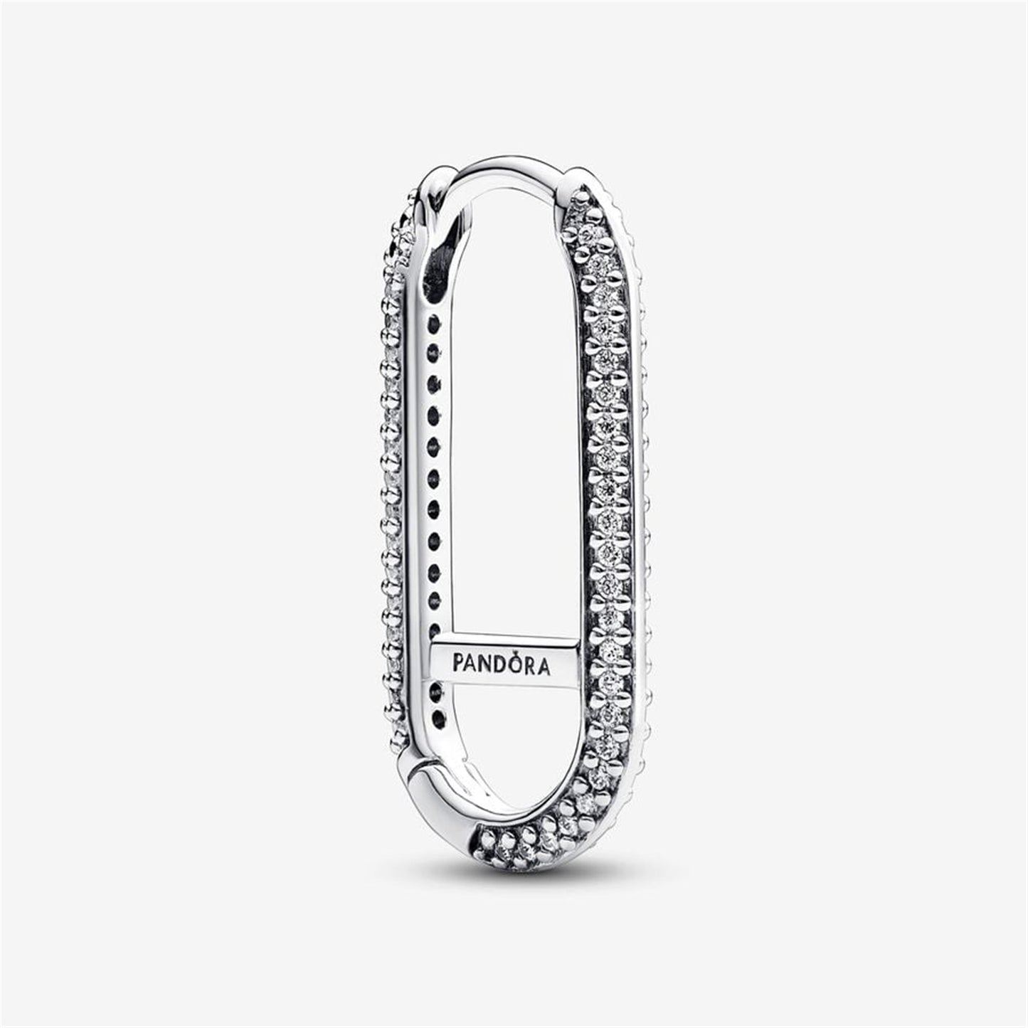 S925 Sterling Silver ME Extended Pavé Link Single Earring