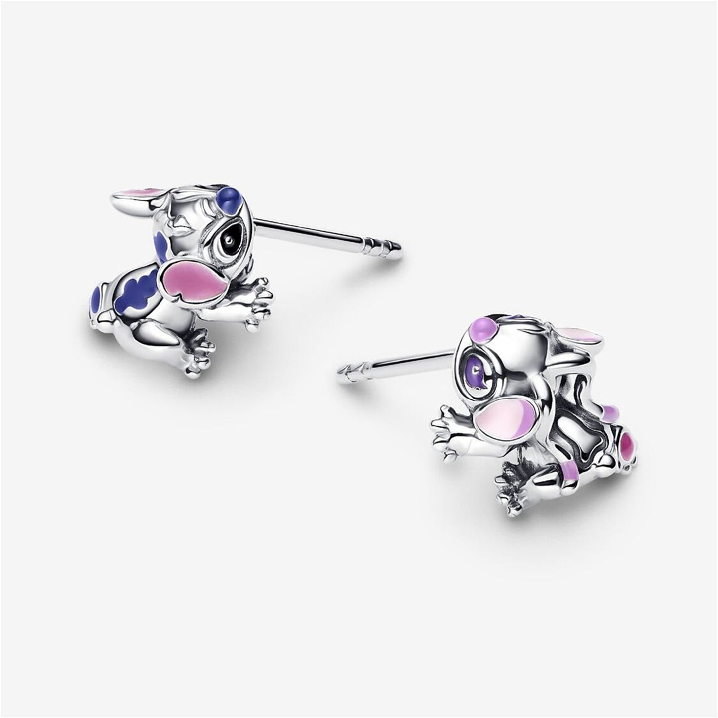 S925 Sterling Silver Stitch & Angel Stud Earrings
