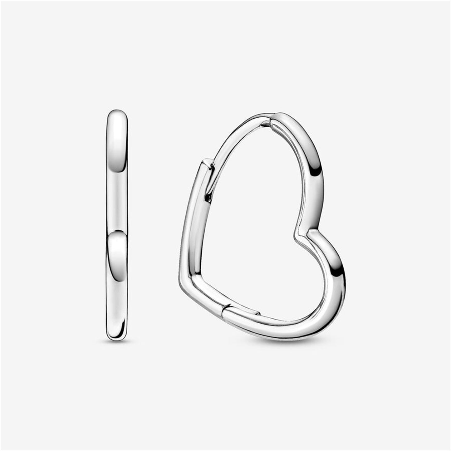 S925 Sterling Silver Asymmetrical Heart Hoop Earrings
