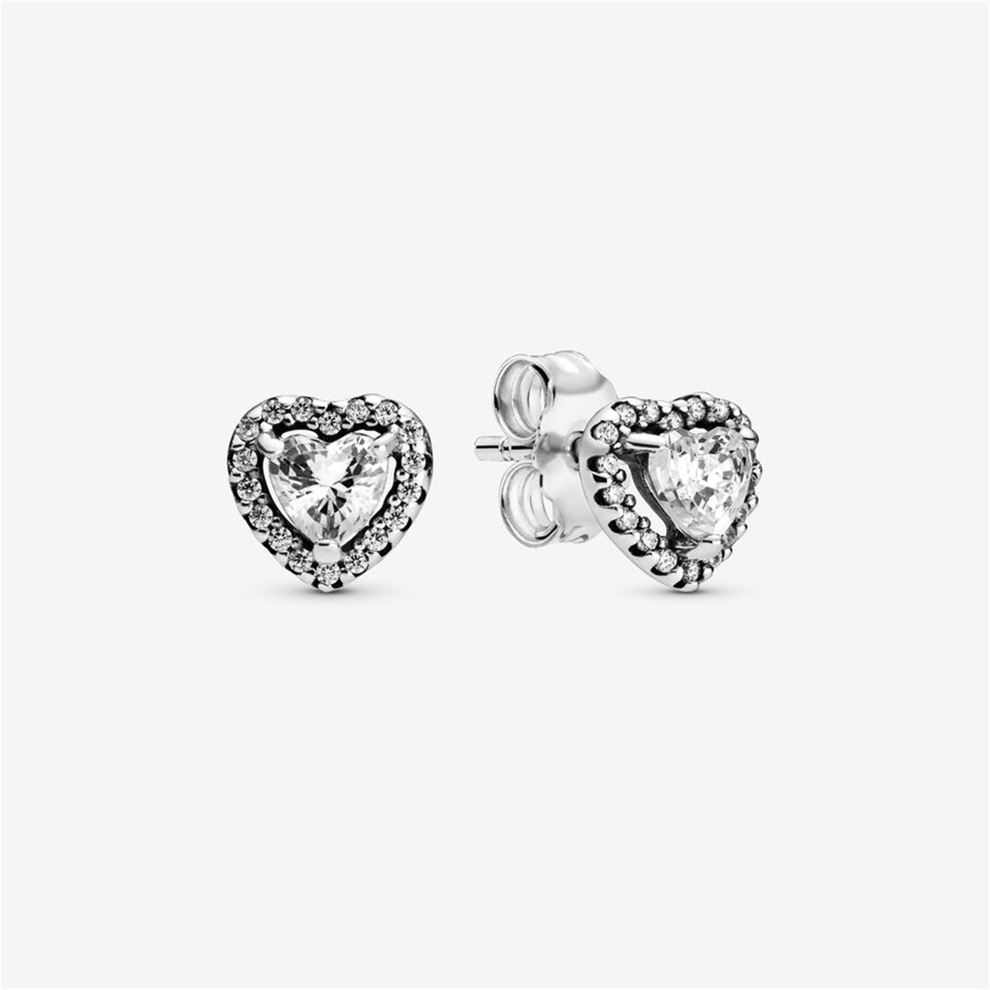 S925 Sterling Silver Elevated Heart Stud Earrings