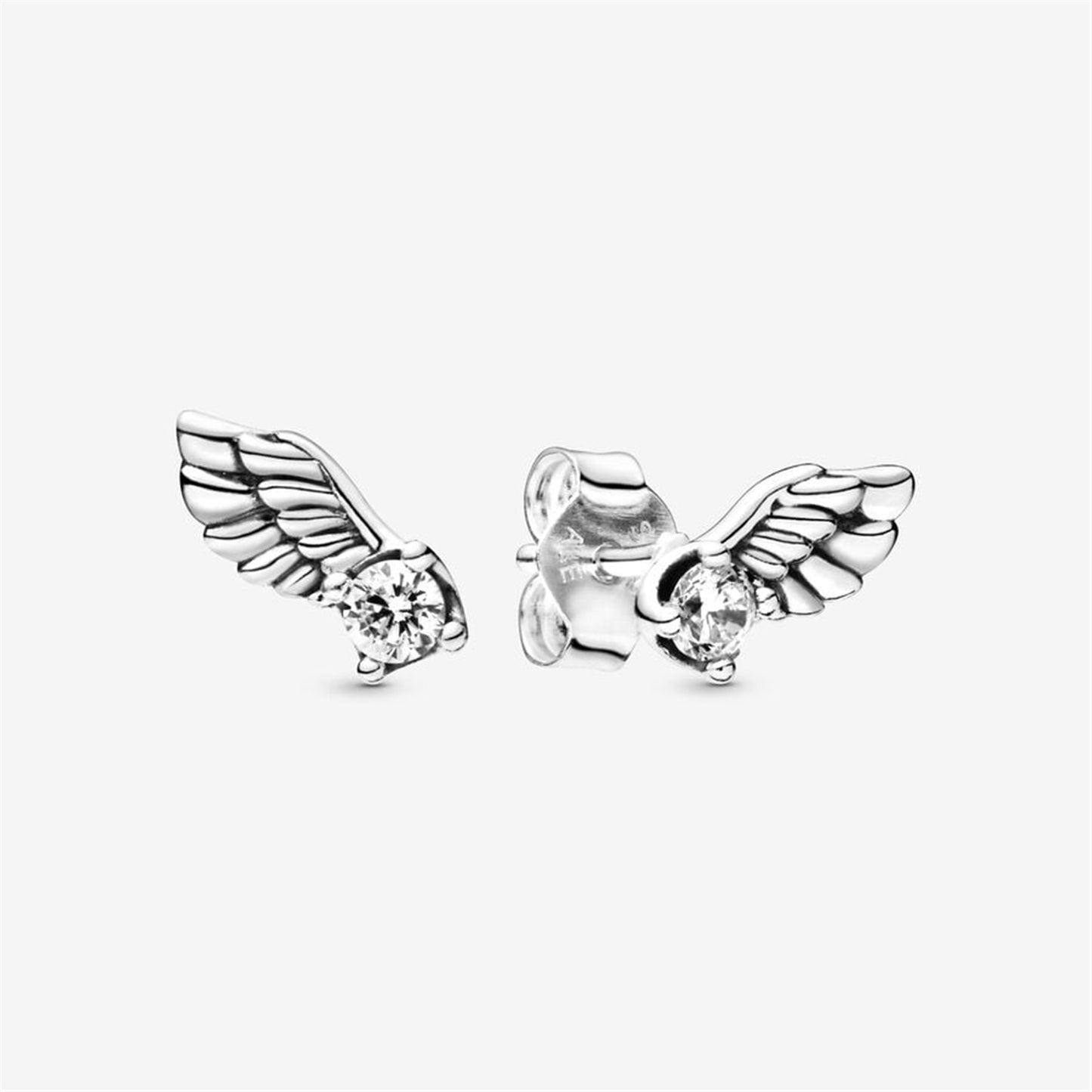 S925 Sterling Silver Sparkling Angel Wing Stud Earrings