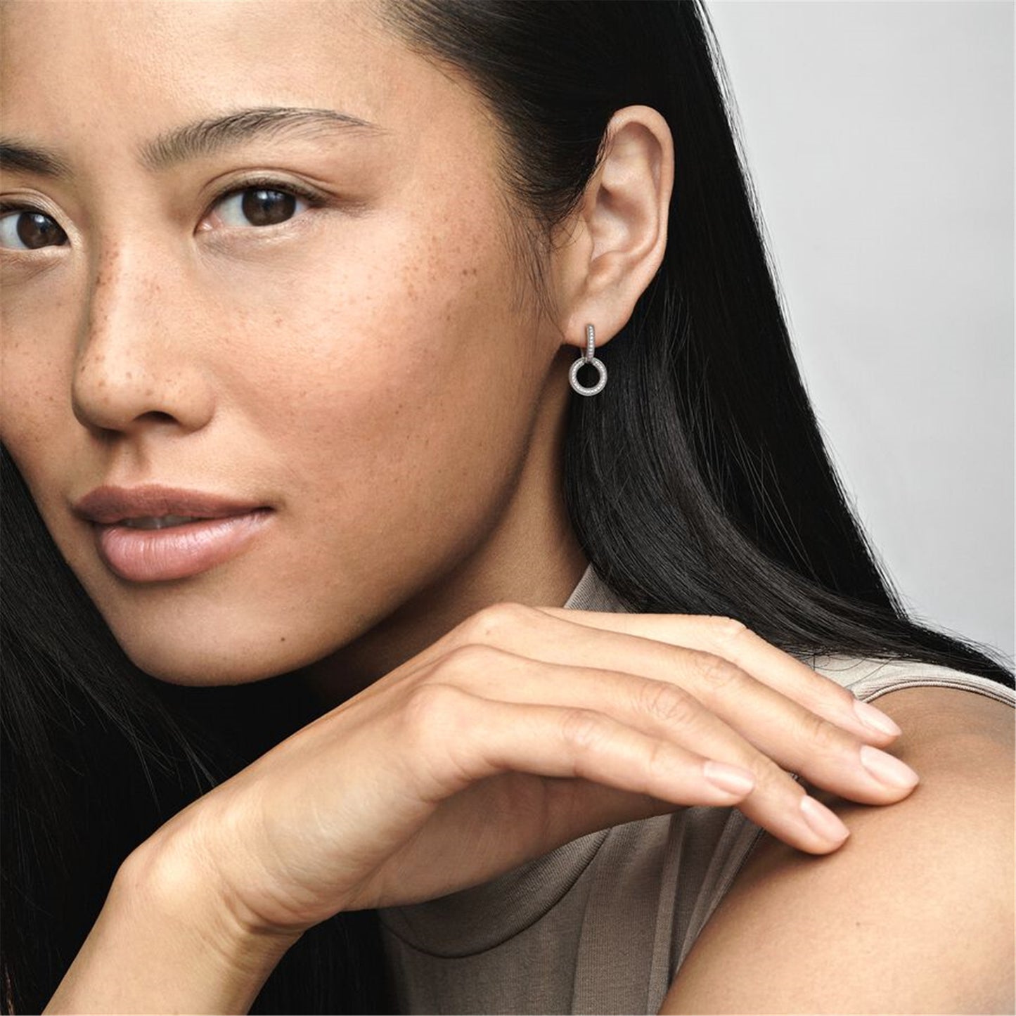 S925 Sterling Silver Sparkling Double Hoop Earrings