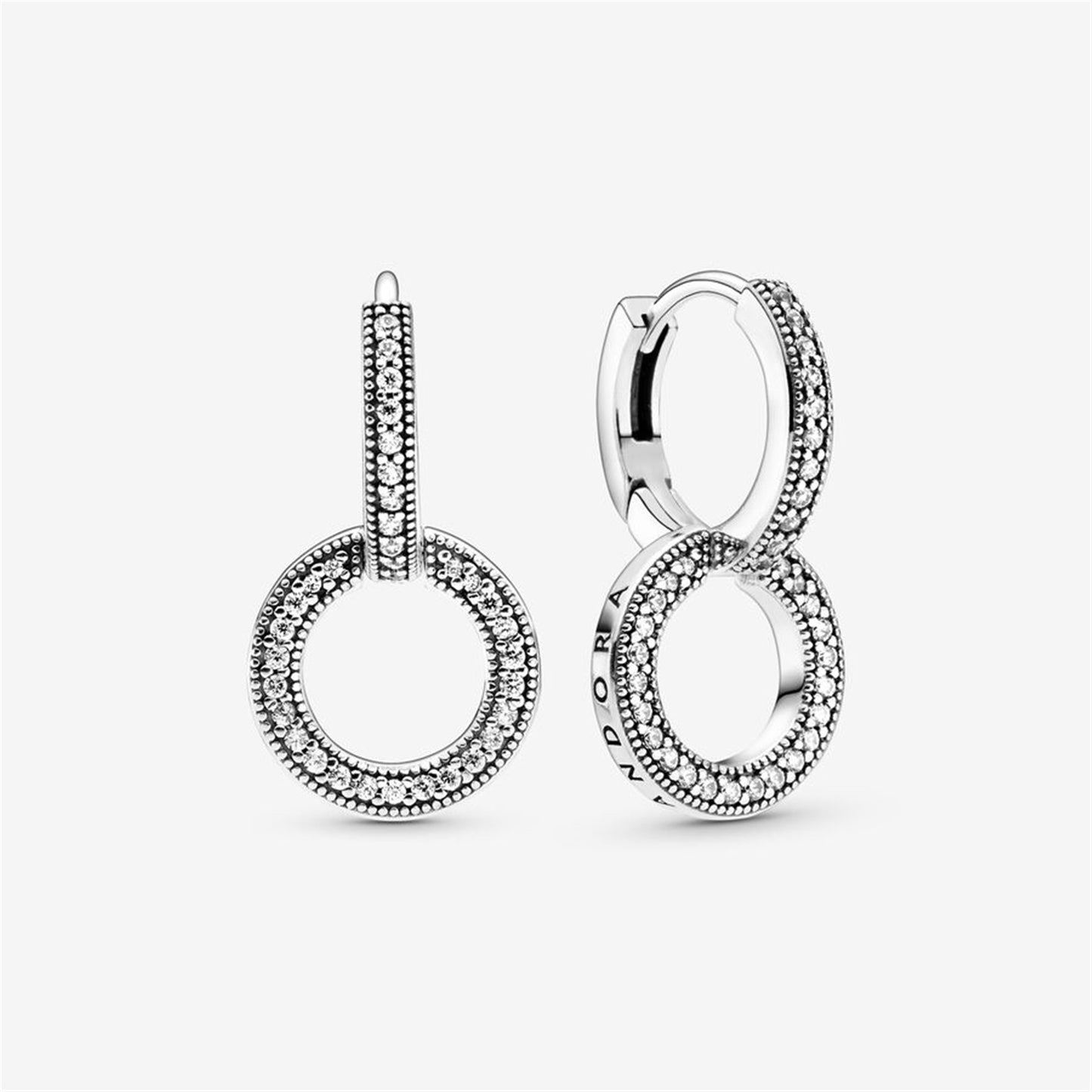 S925 Sterling Silver Sparkling Double Hoop Earrings