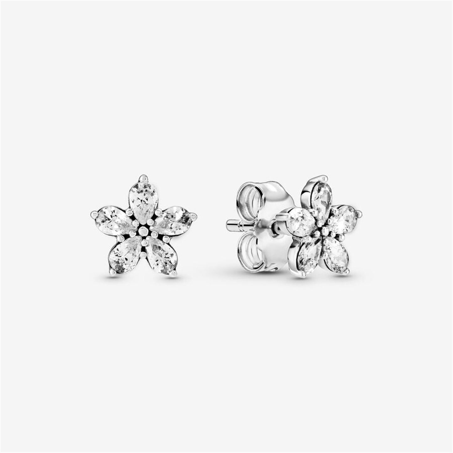 S925 Sterling Silver Sparkling Flower Stud Earrings
