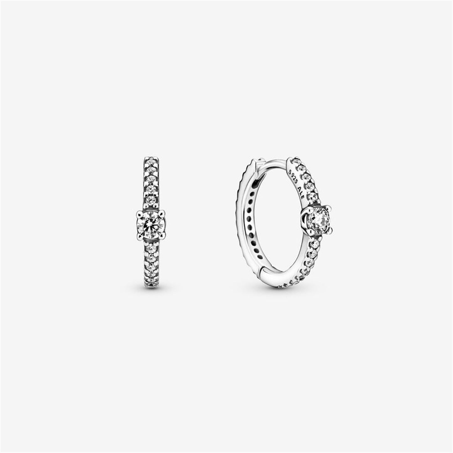 S925 Sterling Silver Sparkling Hoop Earrings