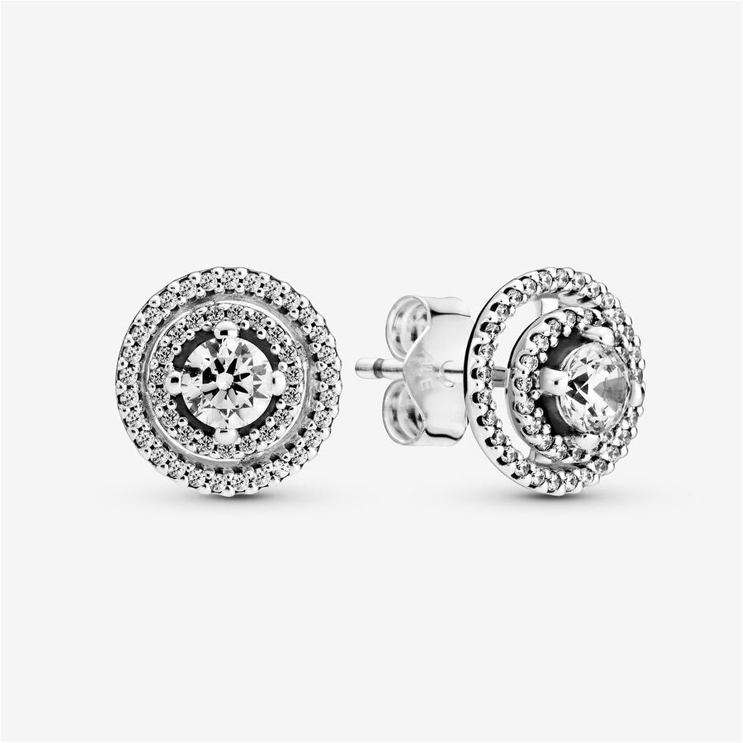 S925 Sterling Silver Sparkling Double Halo Stud Earrings