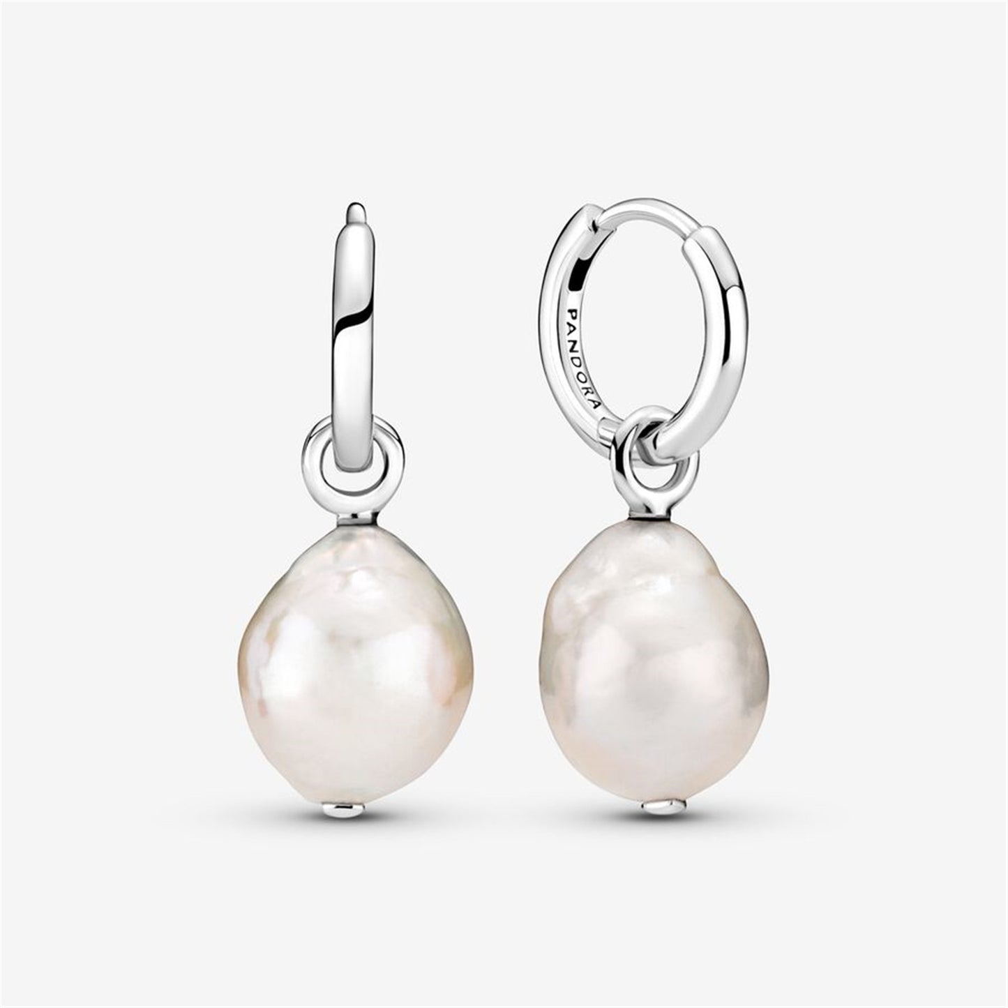 S925 Sterling Silver Treated Freshwater Cultured Baroque Pearl Hoop Earrings
