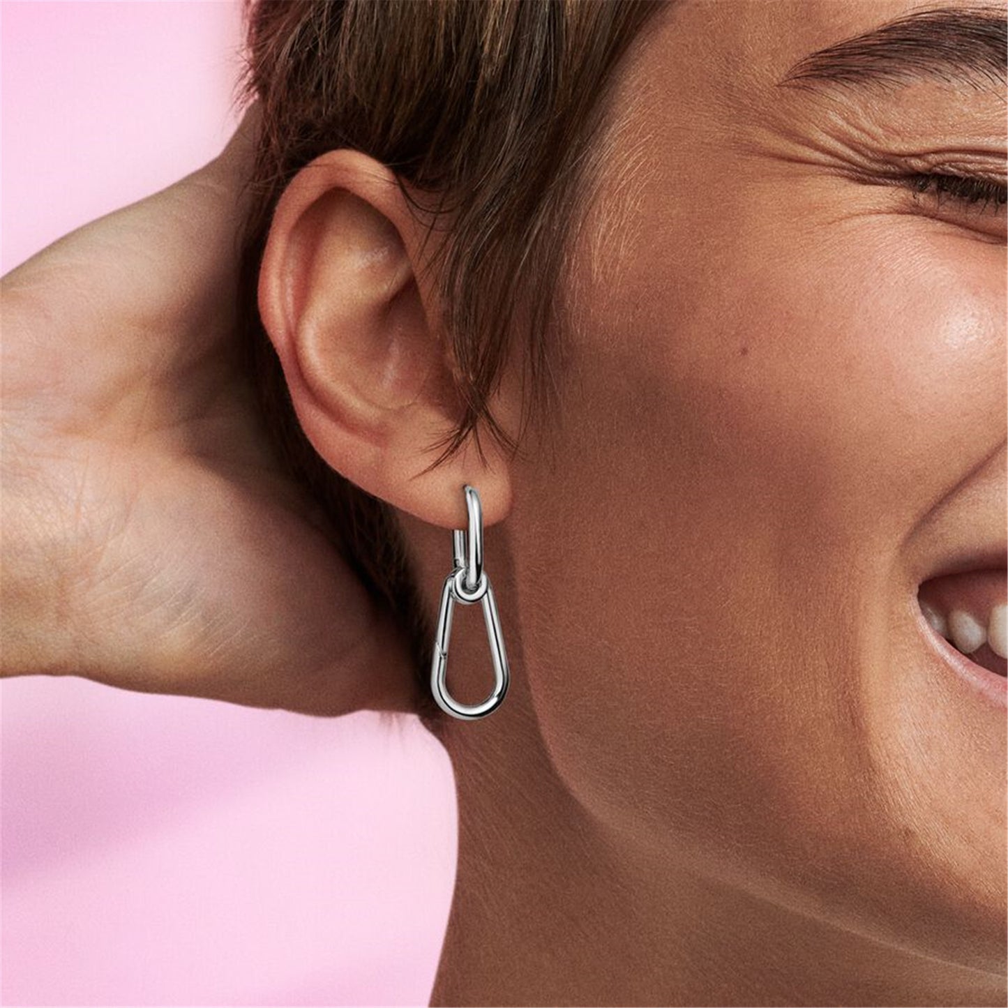 S925 Sterling Silver ME Hoop Link Earring