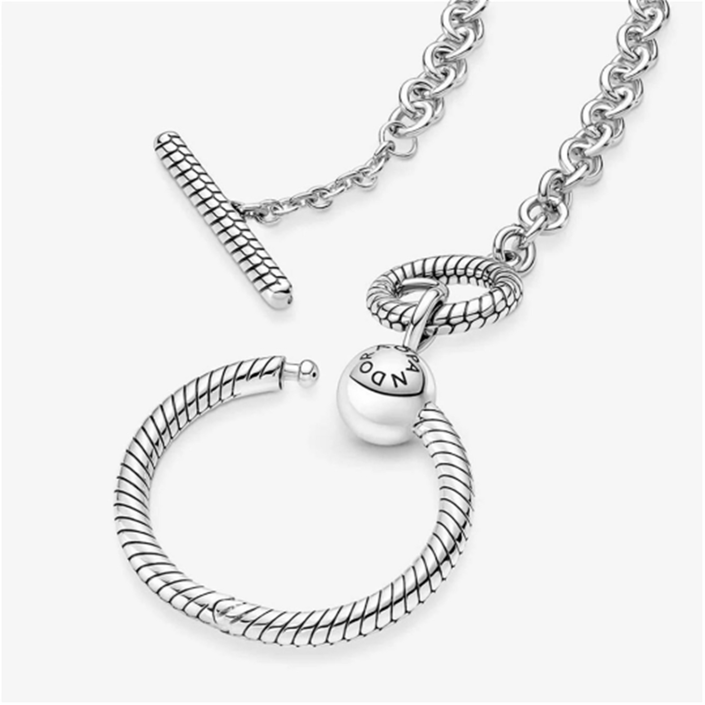 S925 Sterling Silver Moments O Pendant T-bar Everyday Necklace
