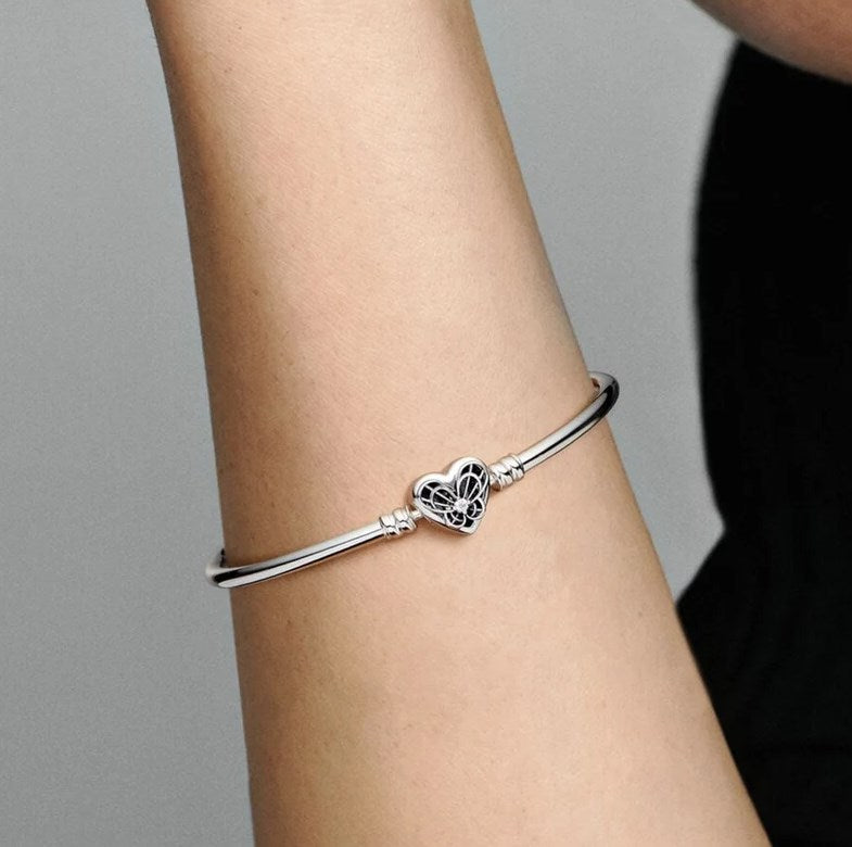 S925 Sterling Silver Moments Heart & Butterfly Bracelets
