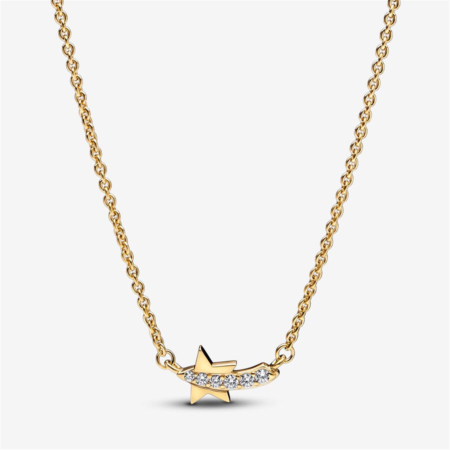 S925 Sterling Silver Shooting Star Pavé Collier Necklace
