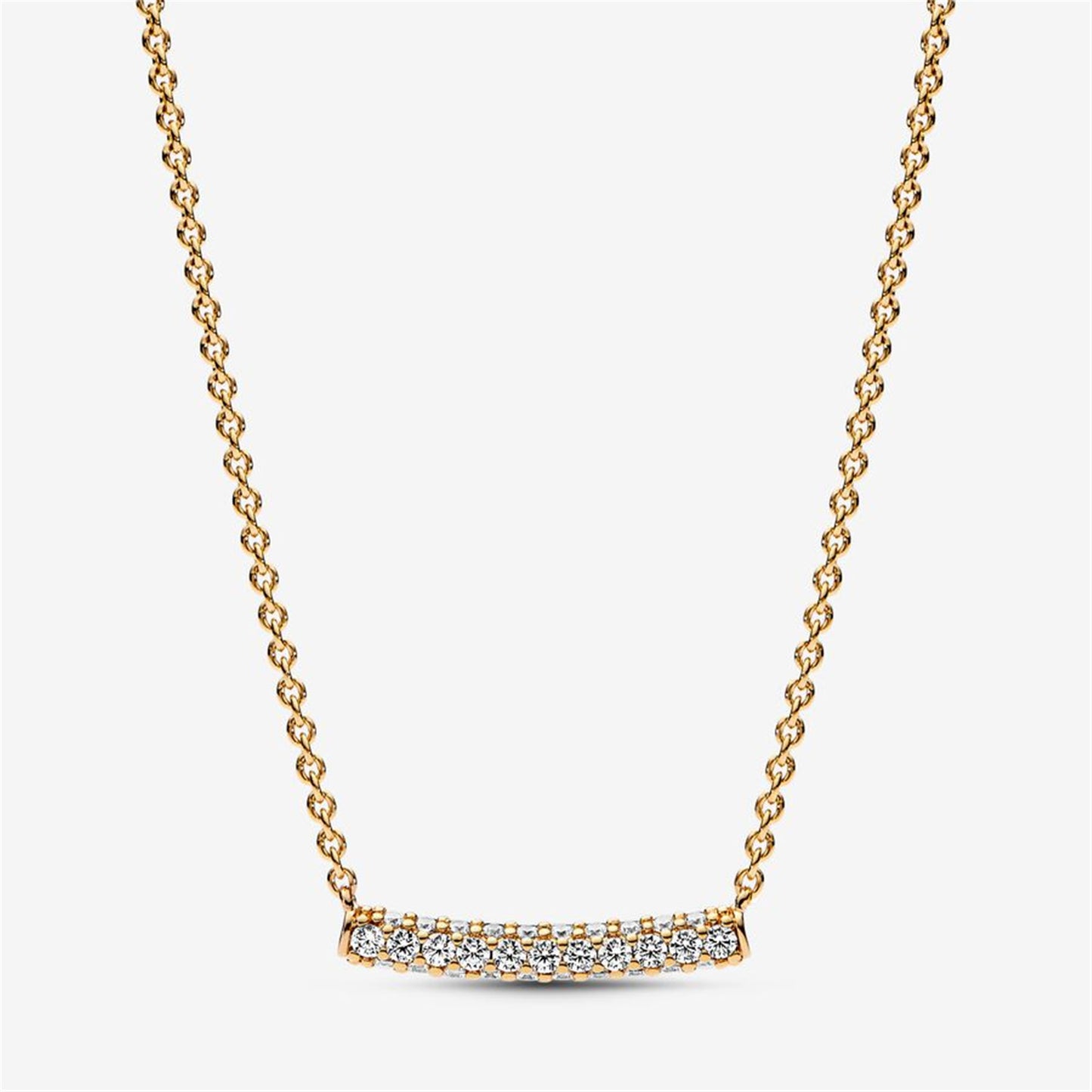 S925 Sterling Silver Timeless Pavé Single-row Bar Collier Necklace