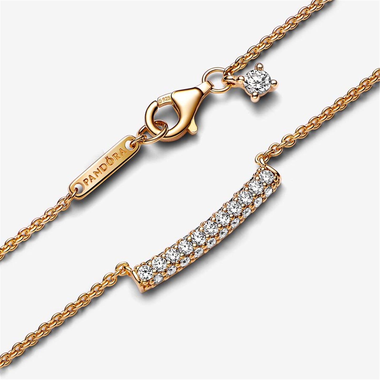 S925 Sterling Silver Timeless Pavé Single-row Bar Collier Necklace
