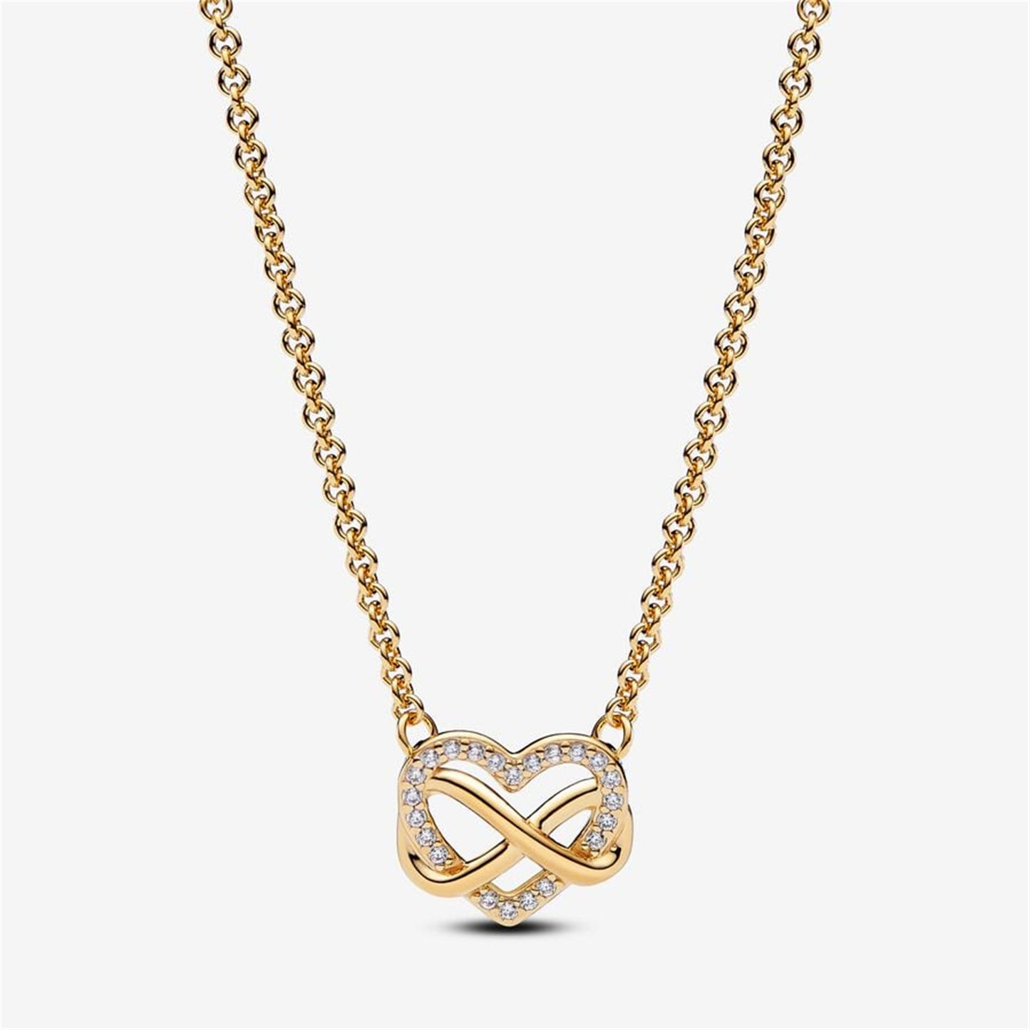 S925 Sterling Silver Sparkling Infinity Heart Collier Necklace