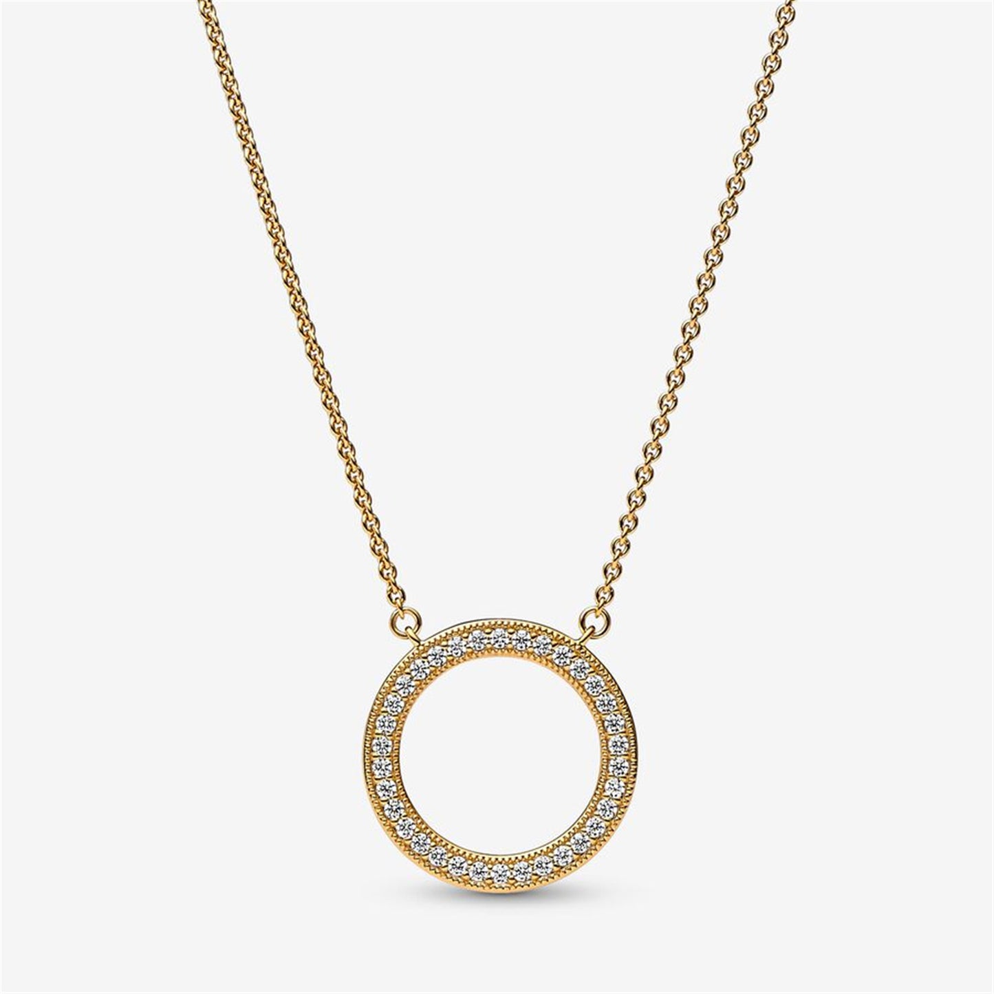 S925 Sterling Silver Signature Pavé & Hearts Circle Pendant Necklace