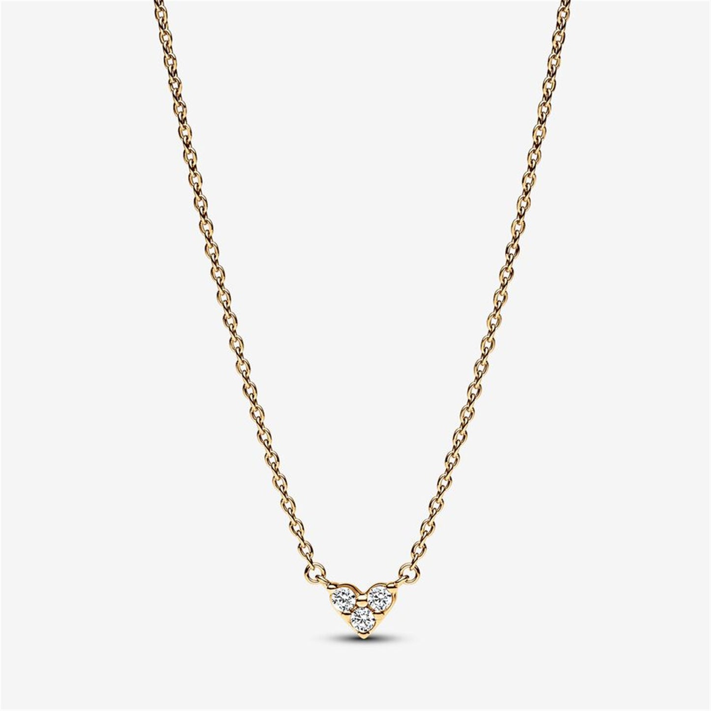 S925 Sterling Silver Triple Stone Heart Collier Necklace