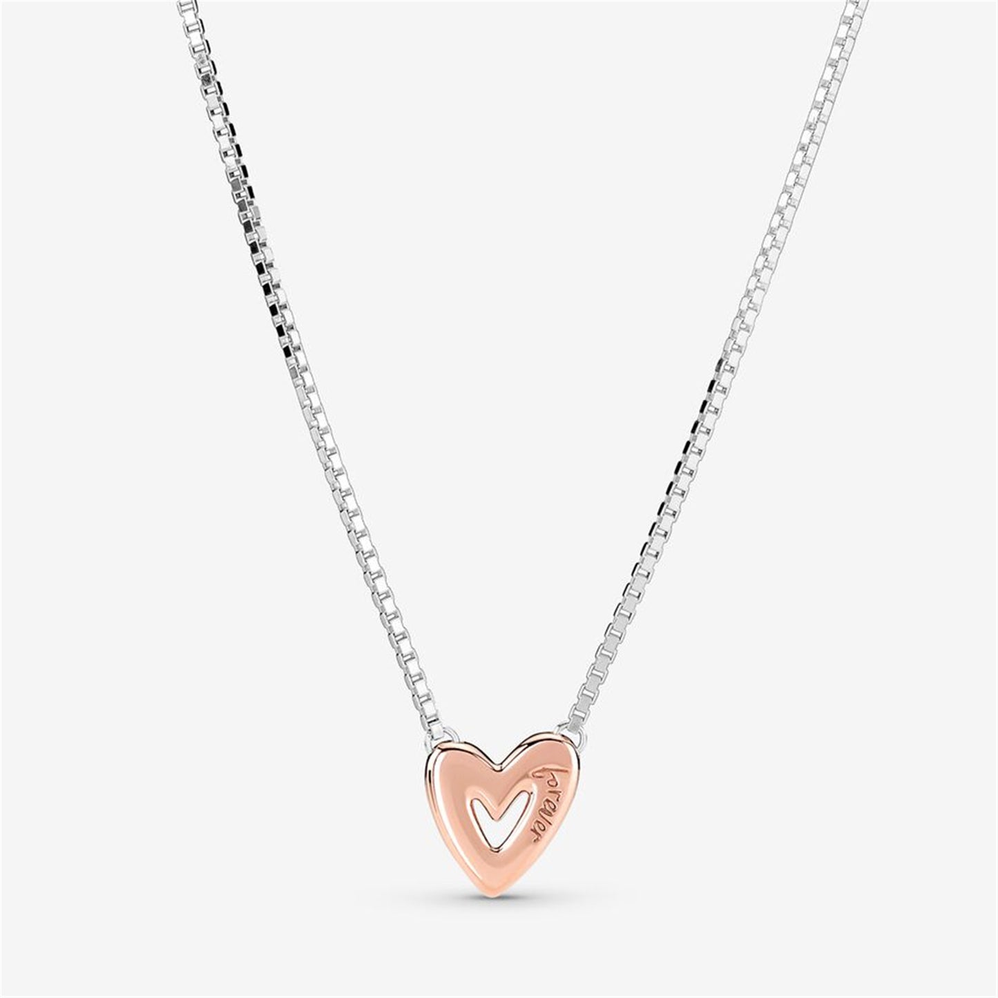 S925 Sterling Silver Sparkling Freehand Heart Necklace