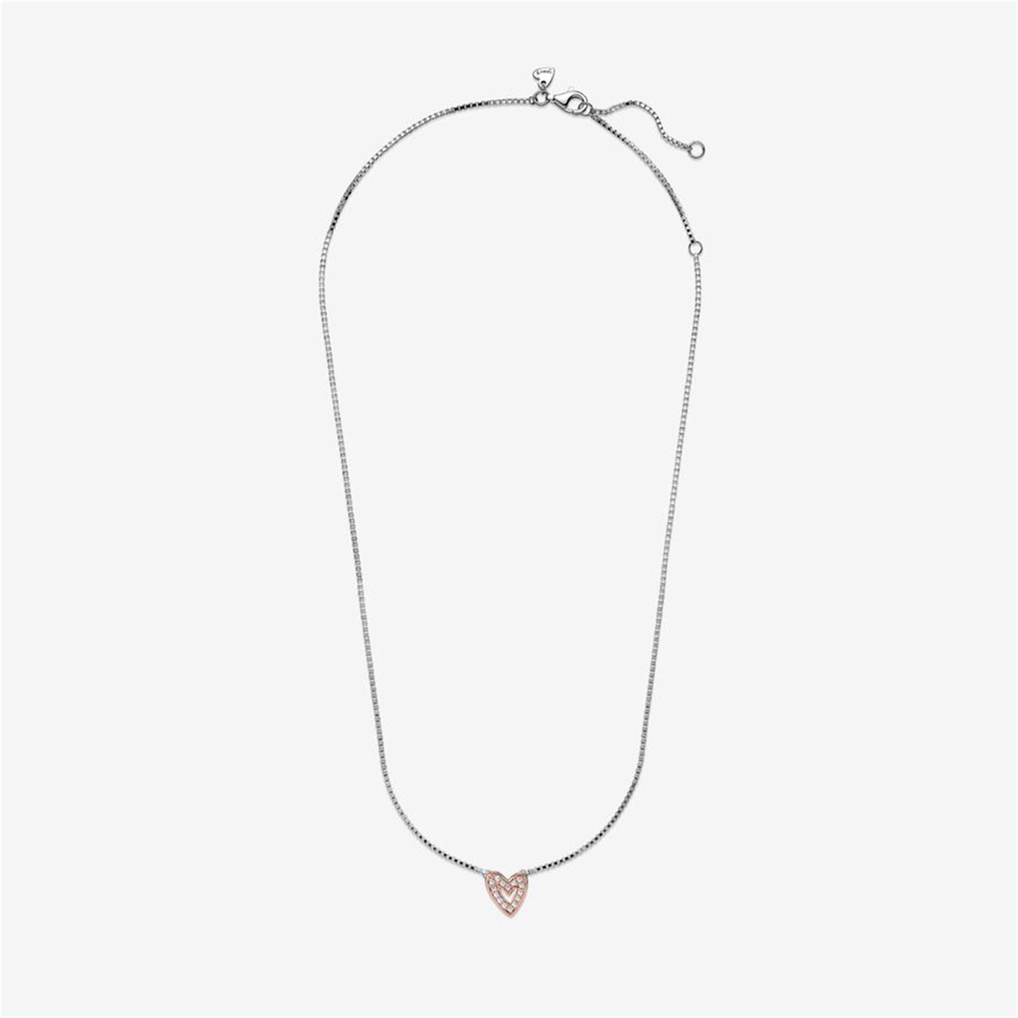 S925 Sterling Silver Sparkling Freehand Heart Necklace