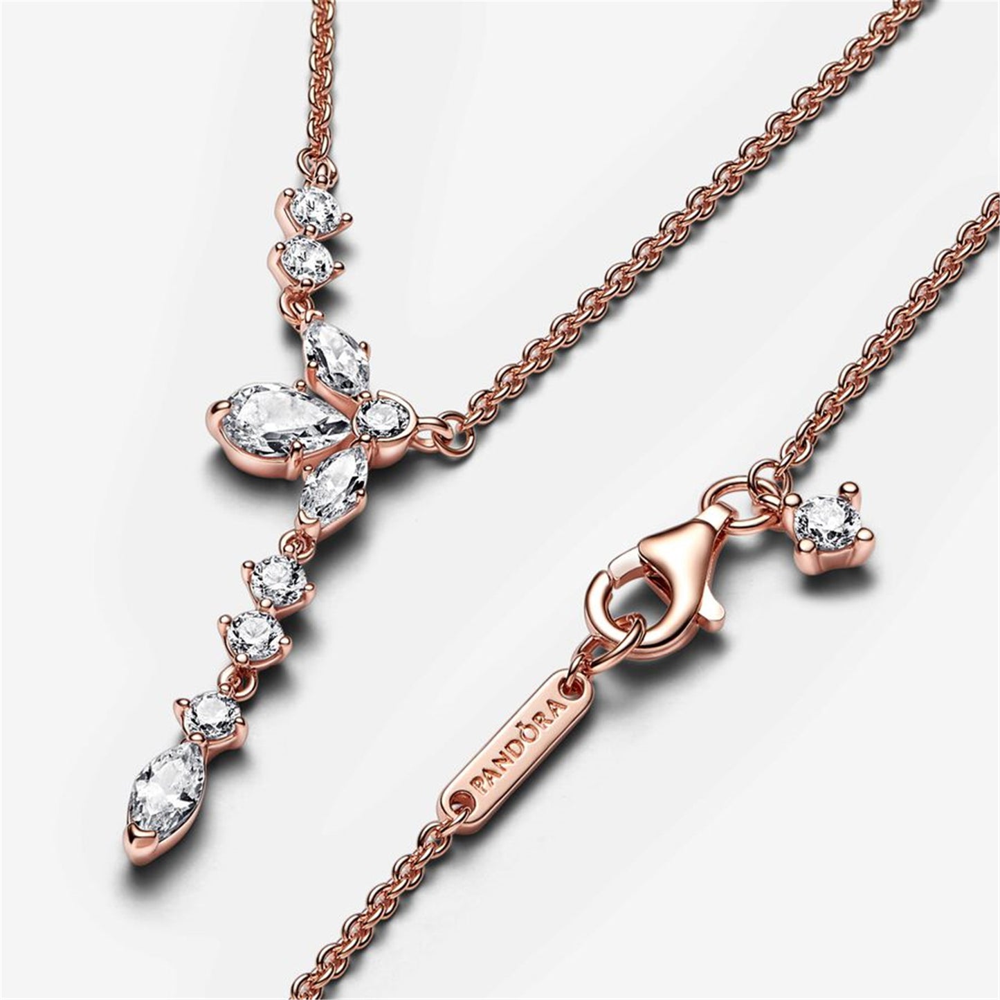 S925 Sterling Silver Sparkling Herbarium Cluster Drop Collier Necklace
