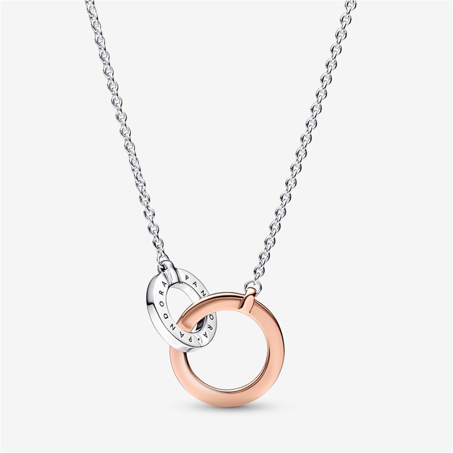 S925 Sterling Silver Signature Two tone Intertwined Circles Necklace