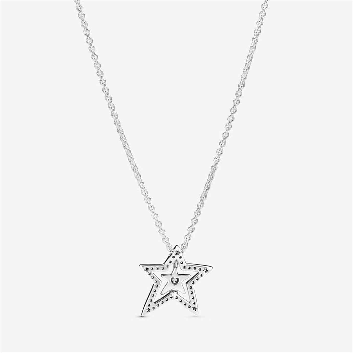 S925 Sterling Silver Pavé Asymmetric Star Collier Necklace