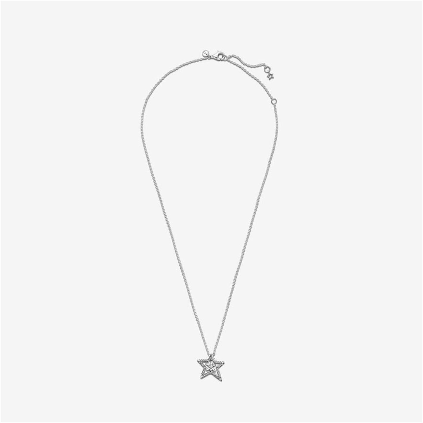 S925 Sterling Silver Pavé Asymmetric Star Collier Necklace