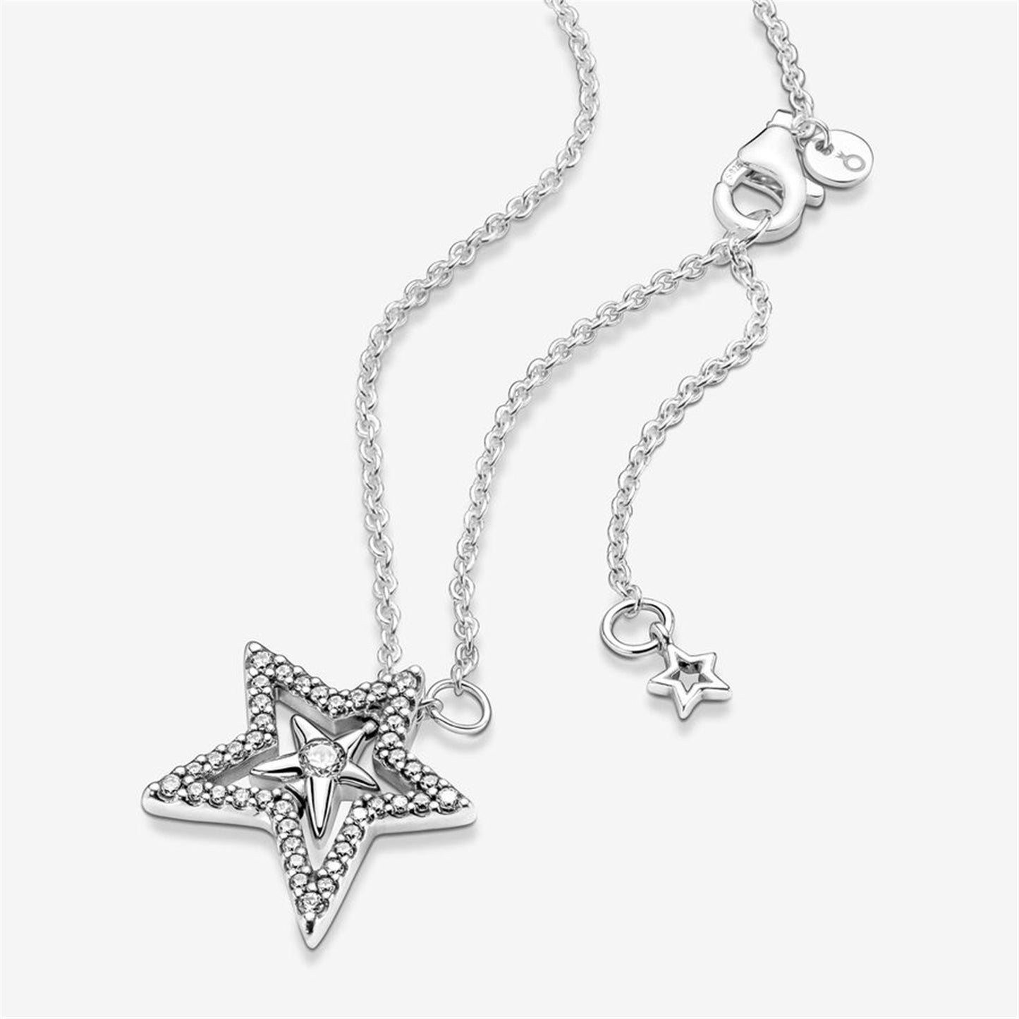 S925 Sterling Silver Pavé Asymmetric Star Collier Necklace