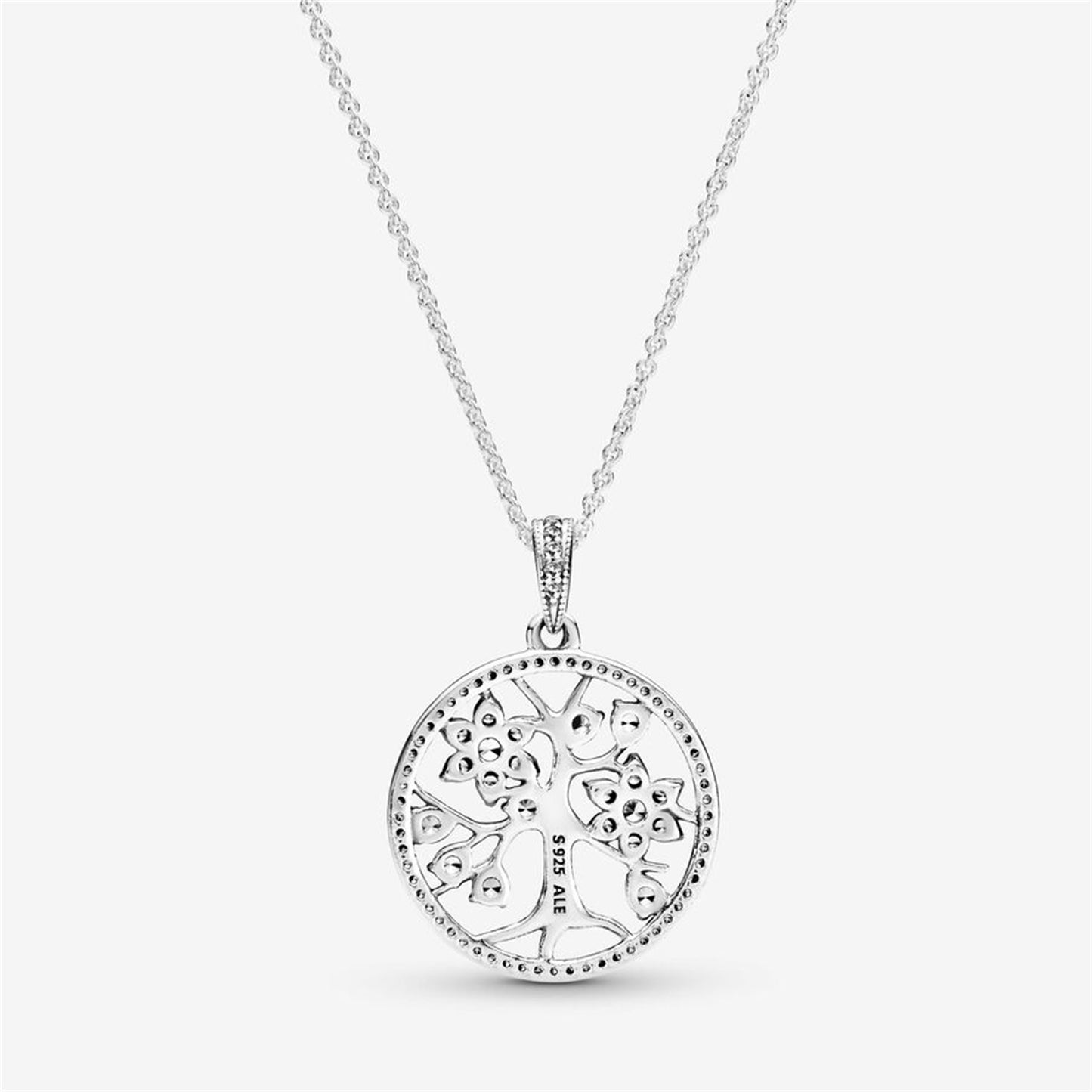 S925 Sterling Silver Sparkling Family Tree Necklace