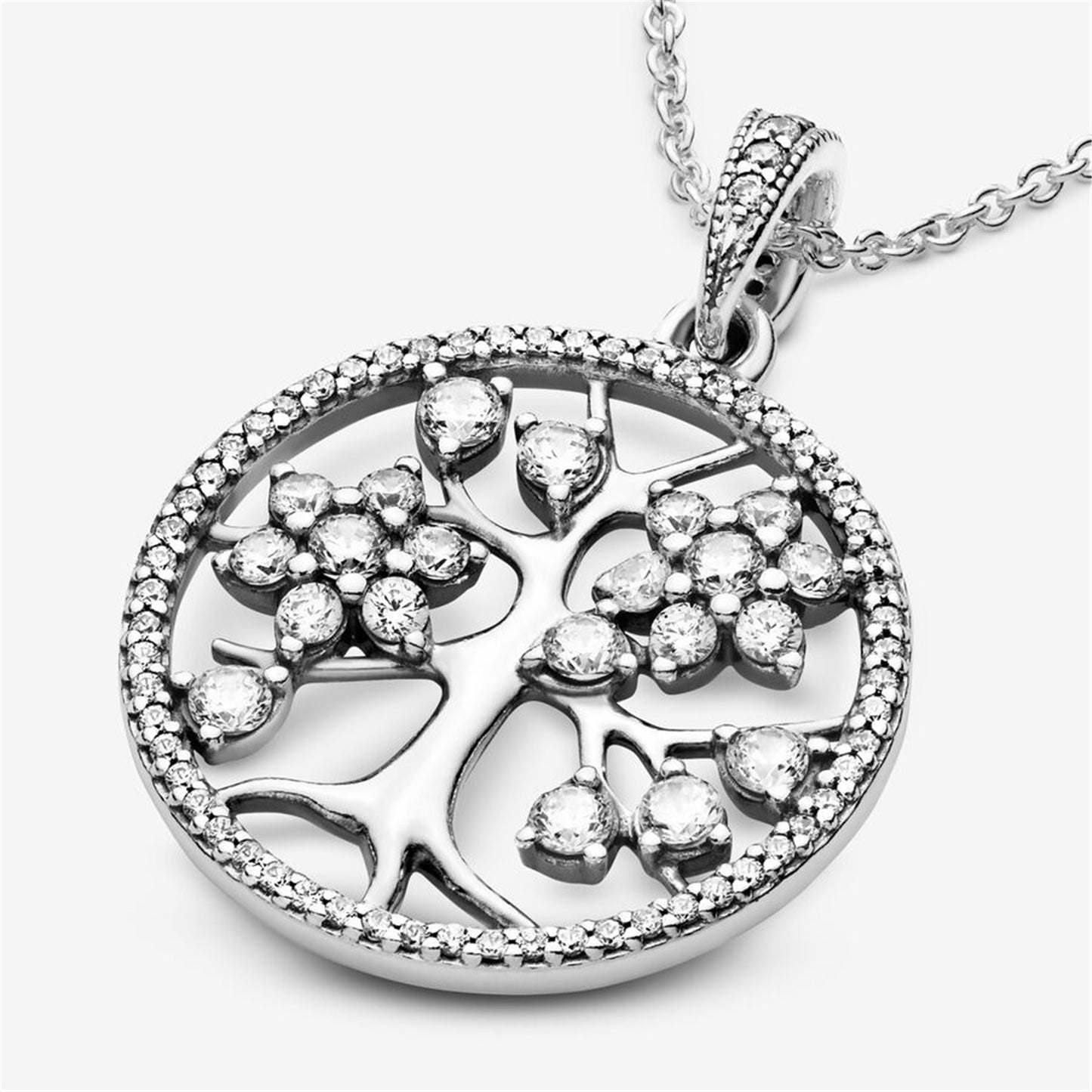 S925 Sterling Silver Sparkling Family Tree Necklace