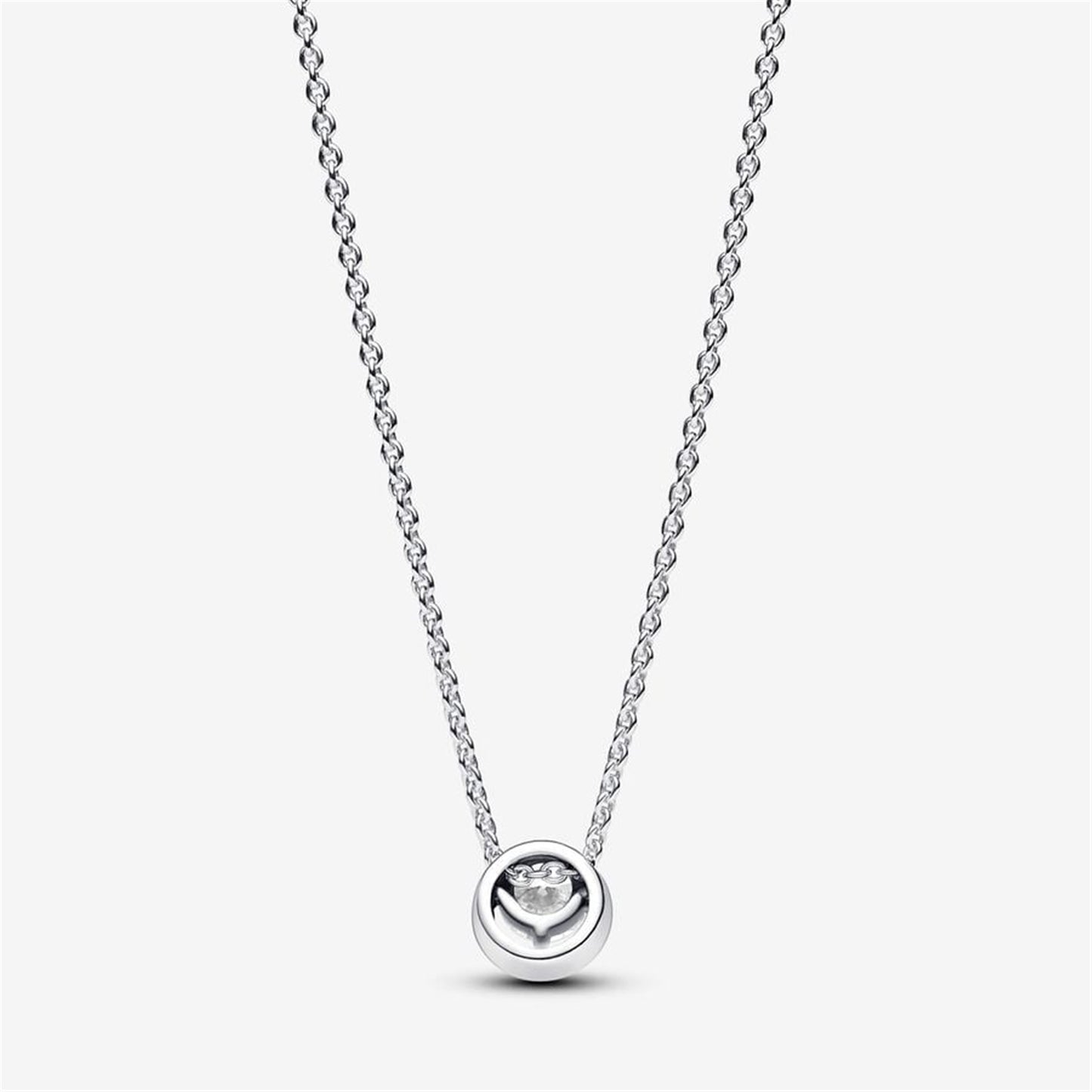 S925 Sterling Silver Sparkling Round Halo Pendant Collier Necklace