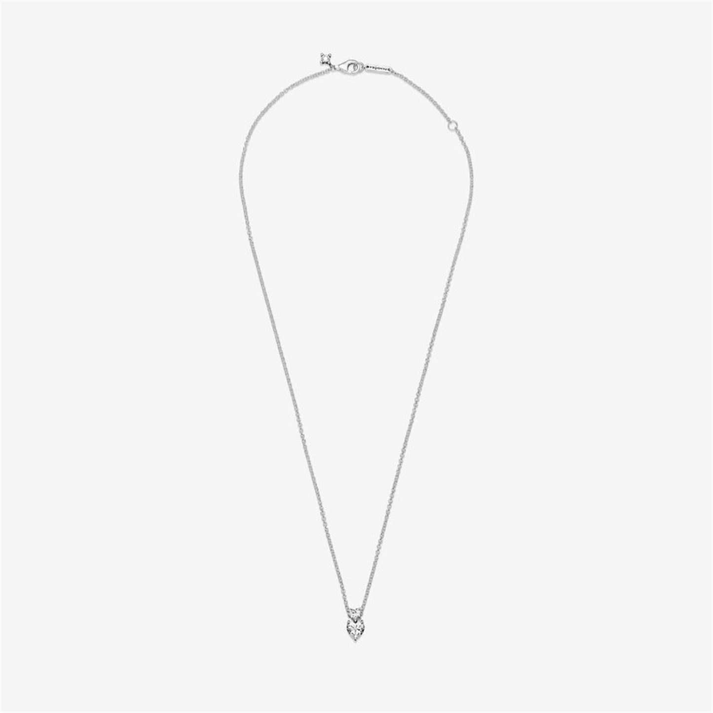 S925 Sterling Silver Double Heart Pendant Sparkling Collier Necklace