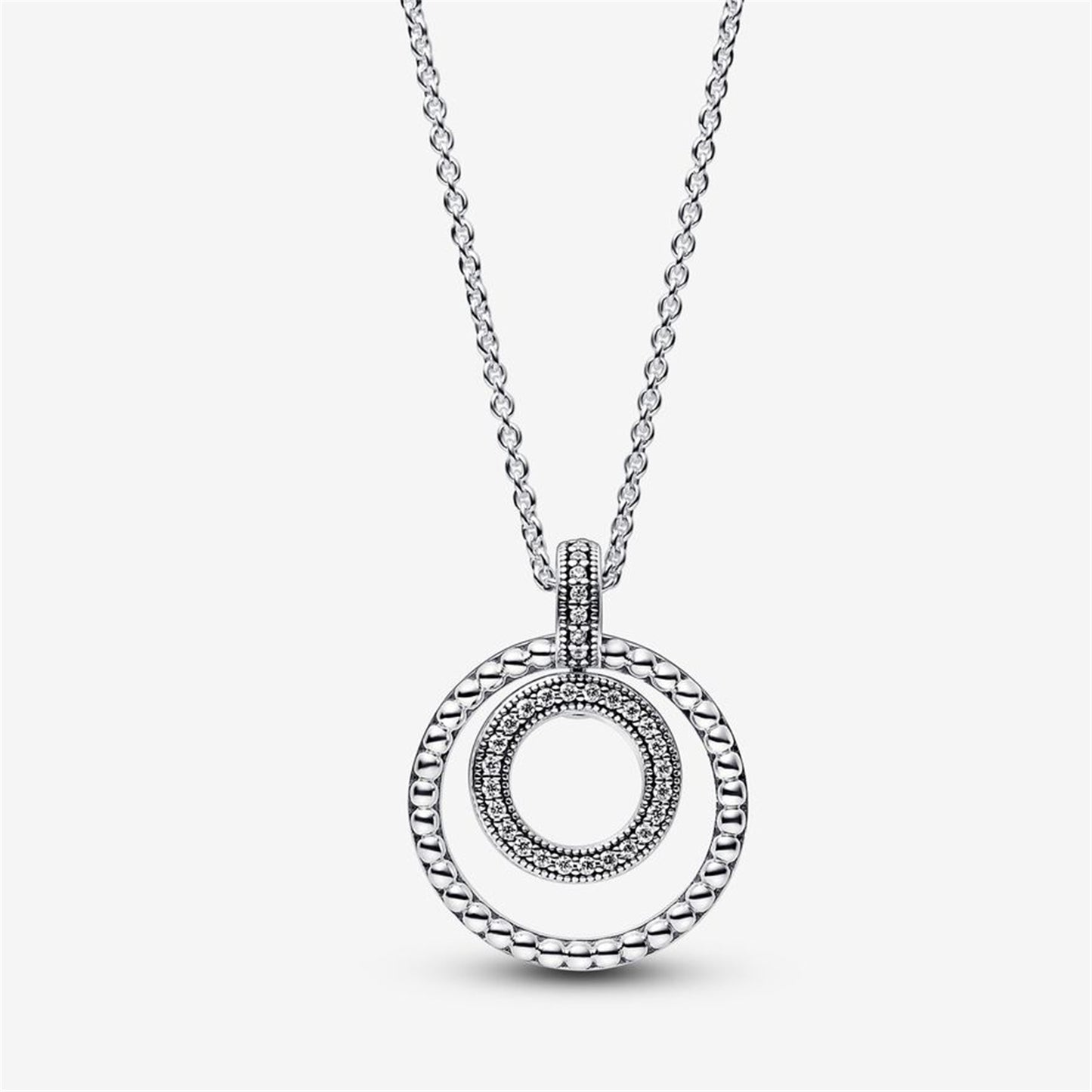 S925 Sterling Silver Signature Pavé & Beads Pendant & Necklace