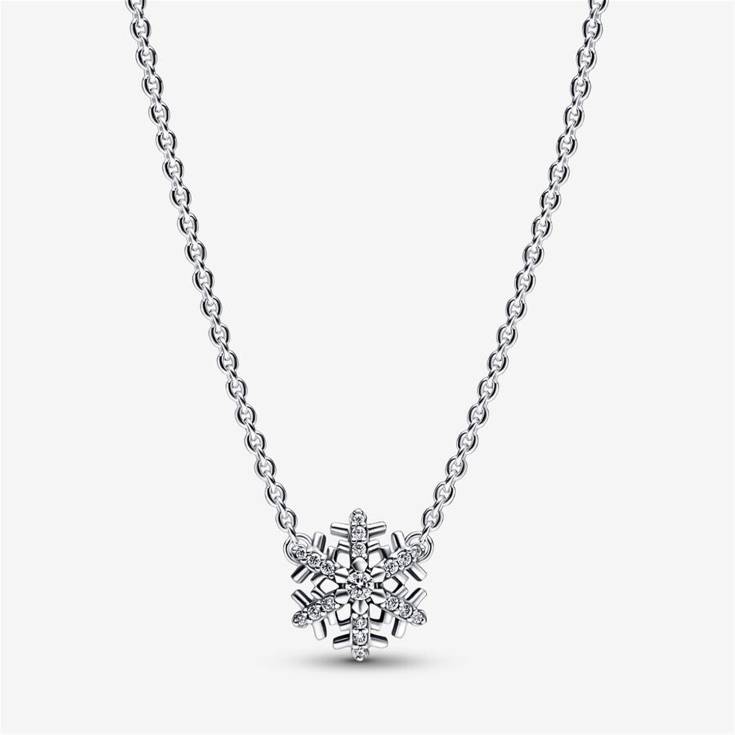 S925 Sterling Silver Sparkling Snowflake Pendant Necklace